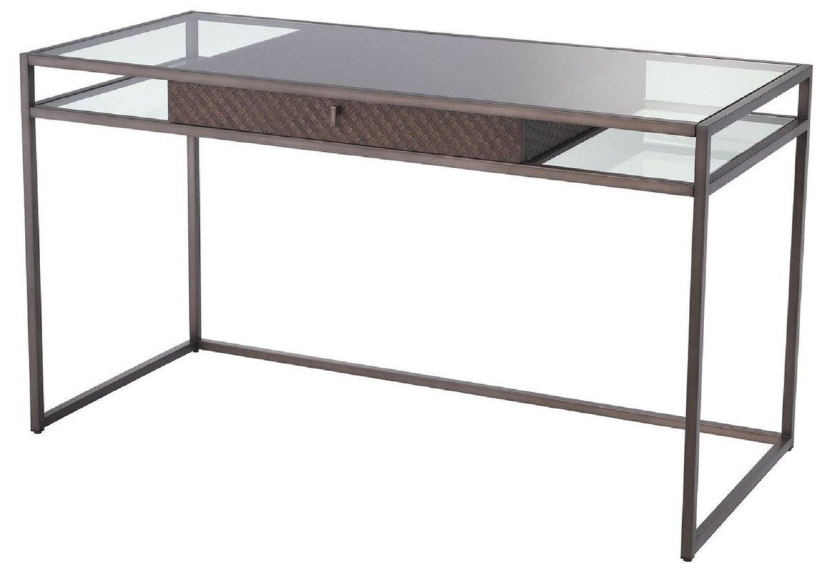 H. 75,5 x Padrino 135 Büromöbel Luxus mit Luxus 60 - Schreibtisch - Schreibtisch Luxus Schublade Bronze Casa Qualität x cm