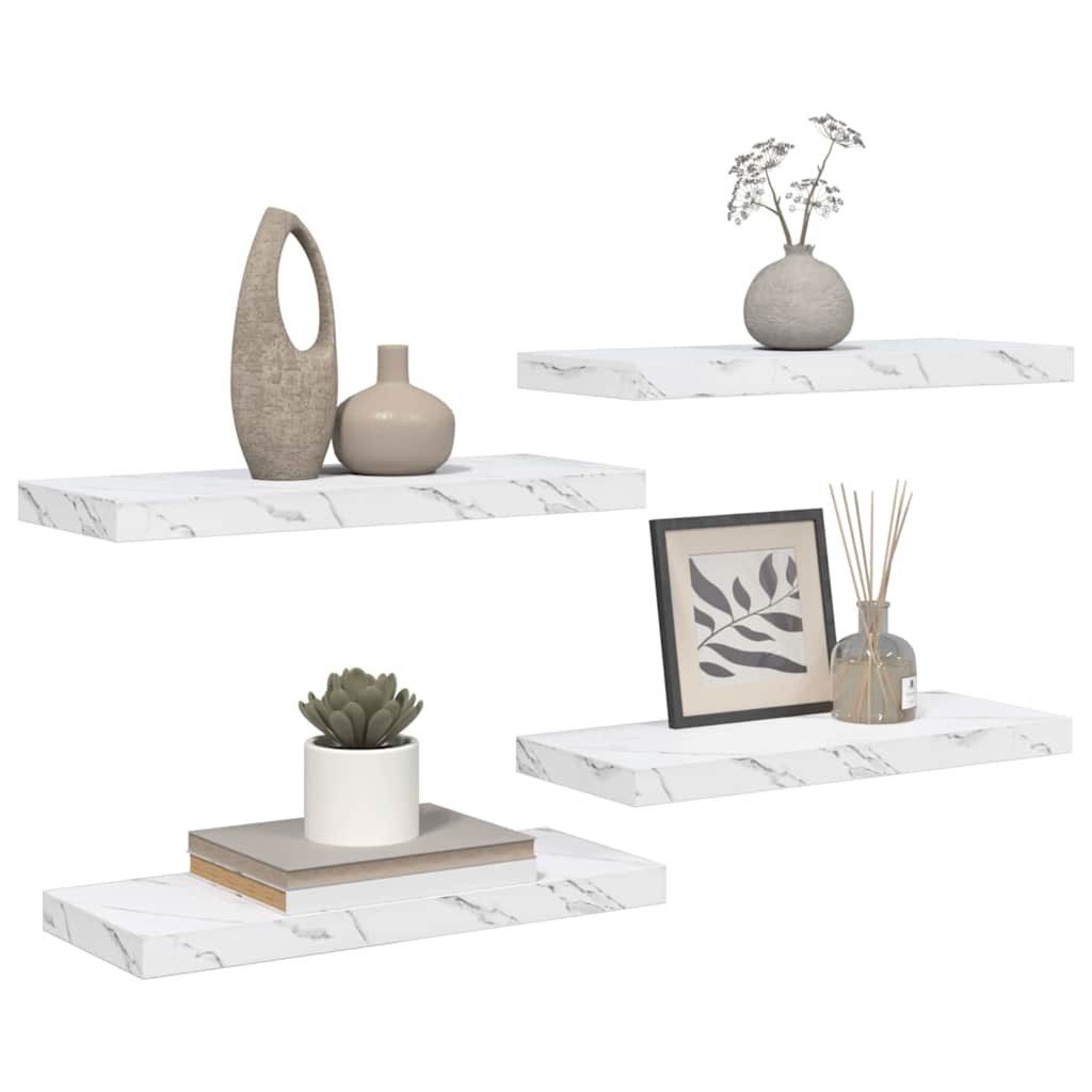 vidaXL Regal Wandregal 4 pcs Weiß Marmor 50 x 23 x 4 cm Holzwerkstoff, 4-tl günstig online kaufen