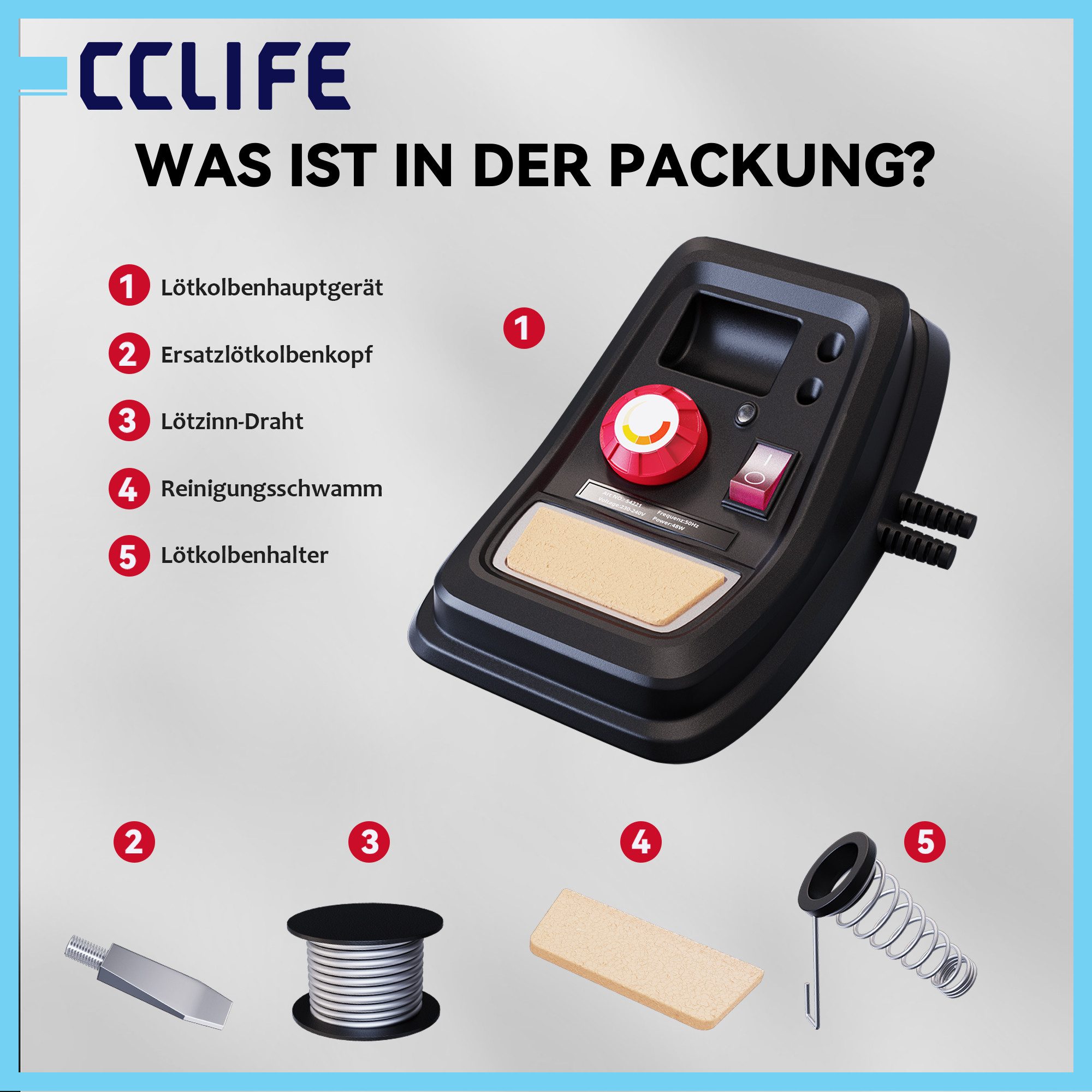 CCLIFE Lötpistole CCLIFE 48W Loetstation fuer Elektronik 100 500 Grad Regelbar Set