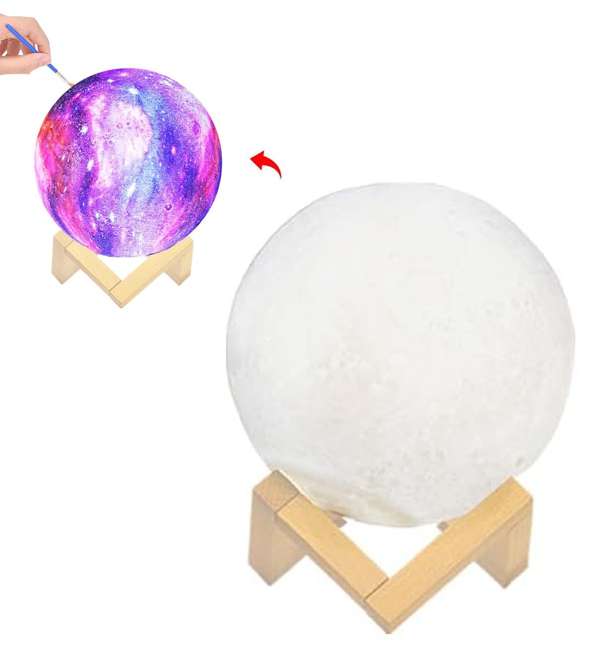 SinLaw LED Nachtlicht DIY Planet Lampe, wiederaufladbare Mondlampe Malerei Kit, Mond-Nachtlampe, Ремесло