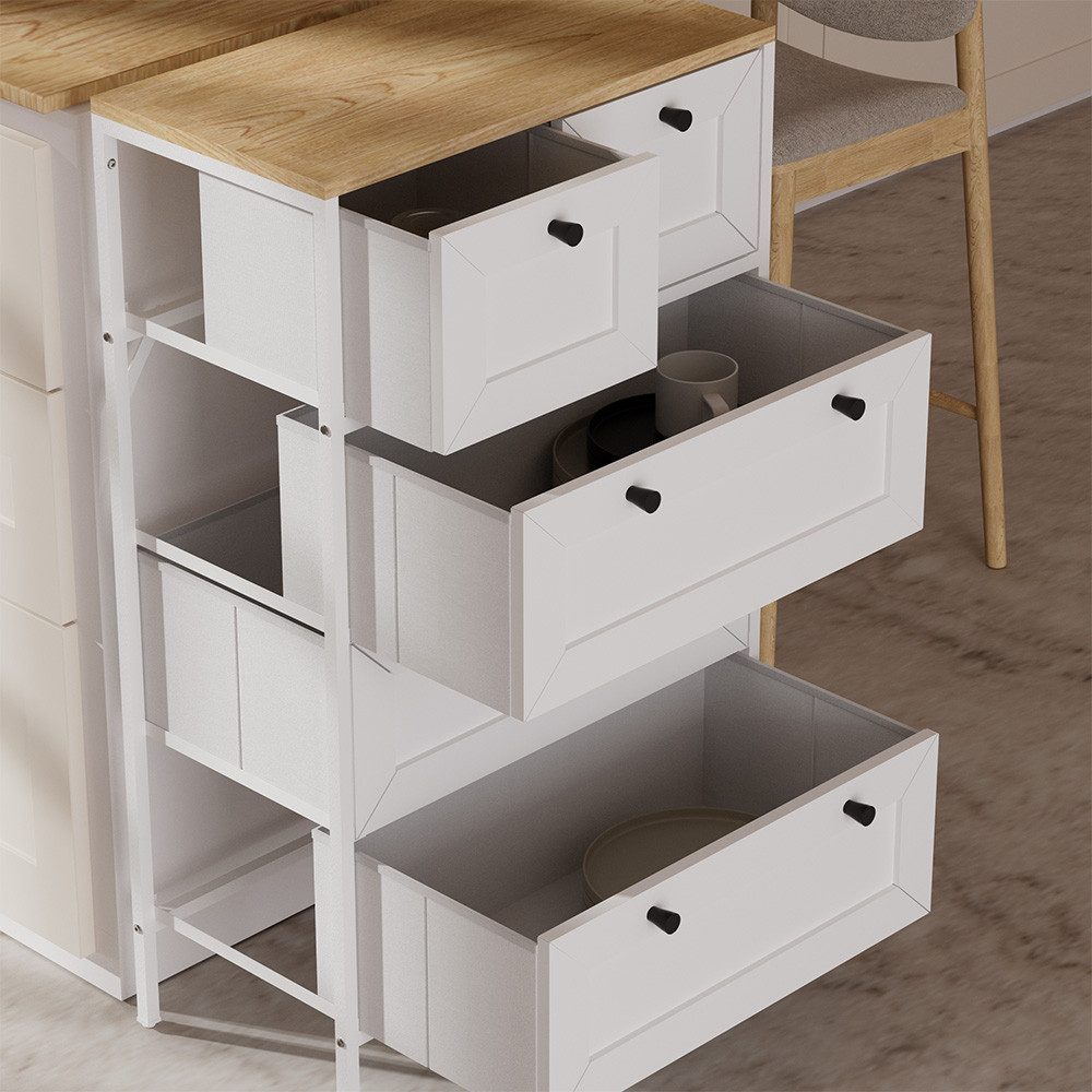 Vicco Kommode Belaro, Weiß, 56 x 95 cm mit 5 Schubladen