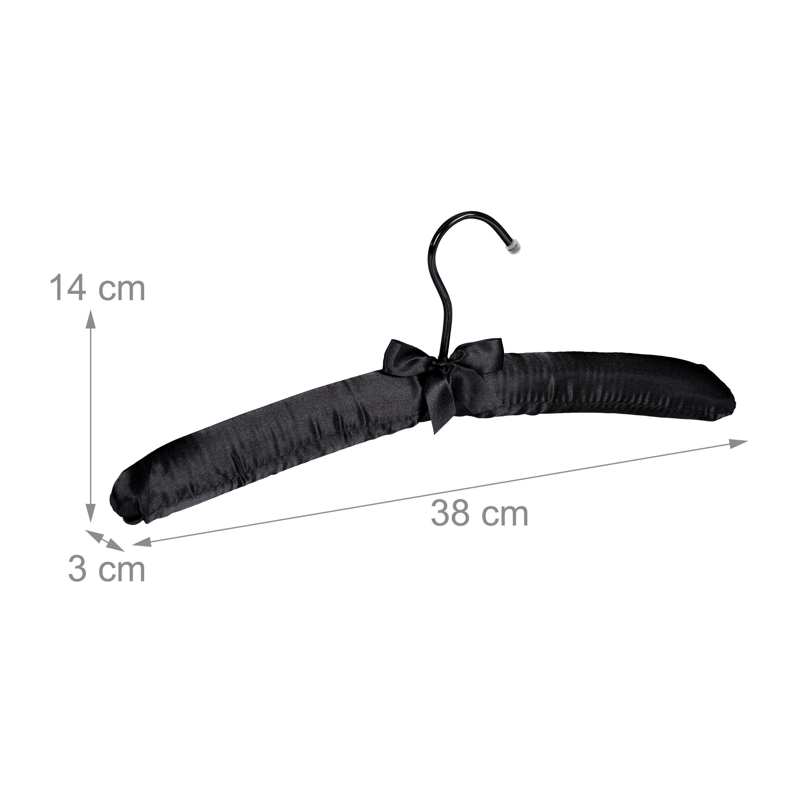 relaxdays Kleiderbügel 50x Kleiderbügel Satin schwarz