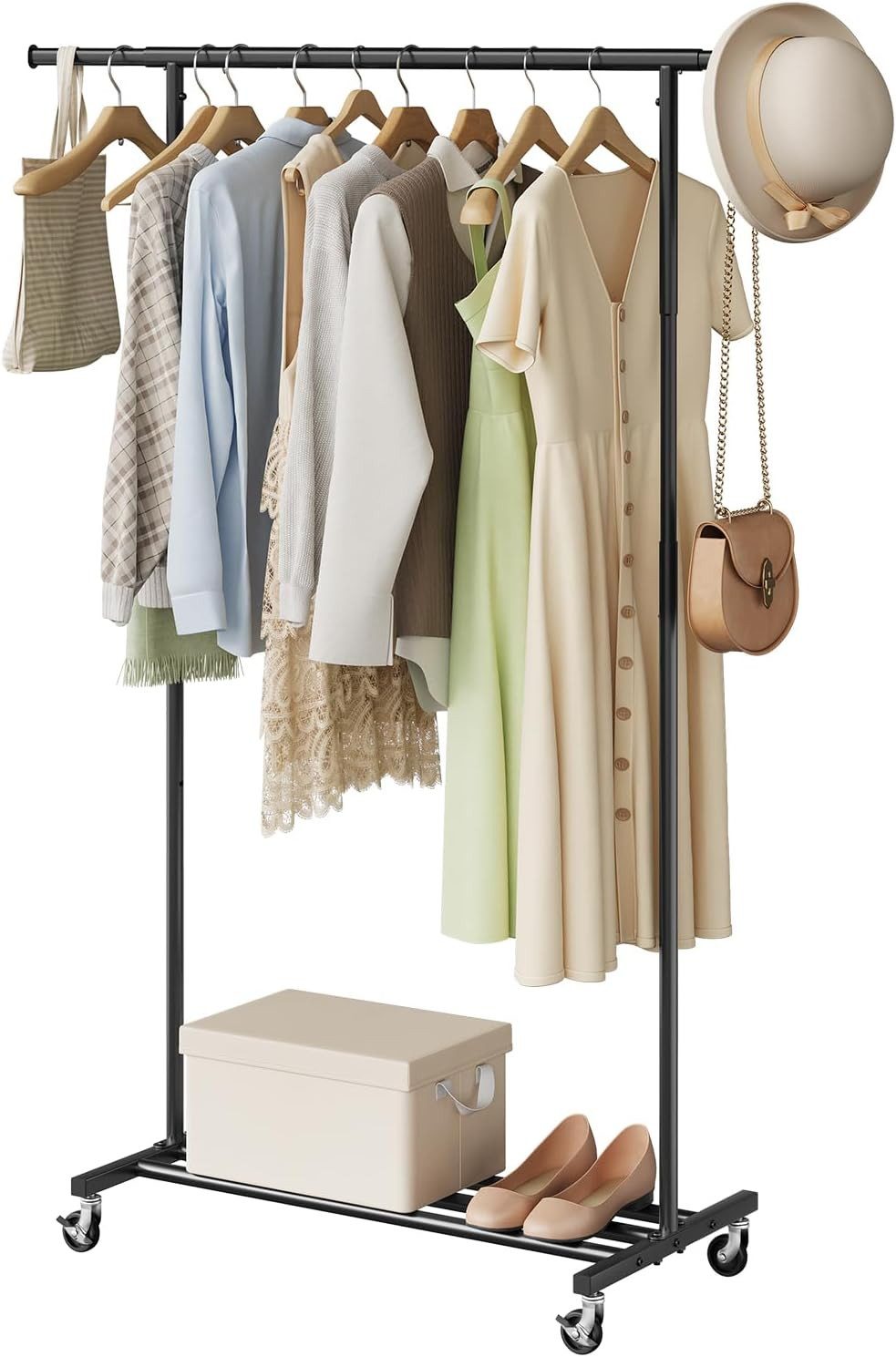 EUGAD Kleiderständer, (1 St), auf Rollen, Garderobenständer ausziehbare bis günstig online kaufen
