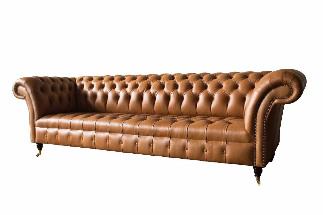 Made Leder JVmoebel Braunes Europe in Sofa Ledersofa Chesterfield 4-Sitzer Luxus Sofa Couchen,