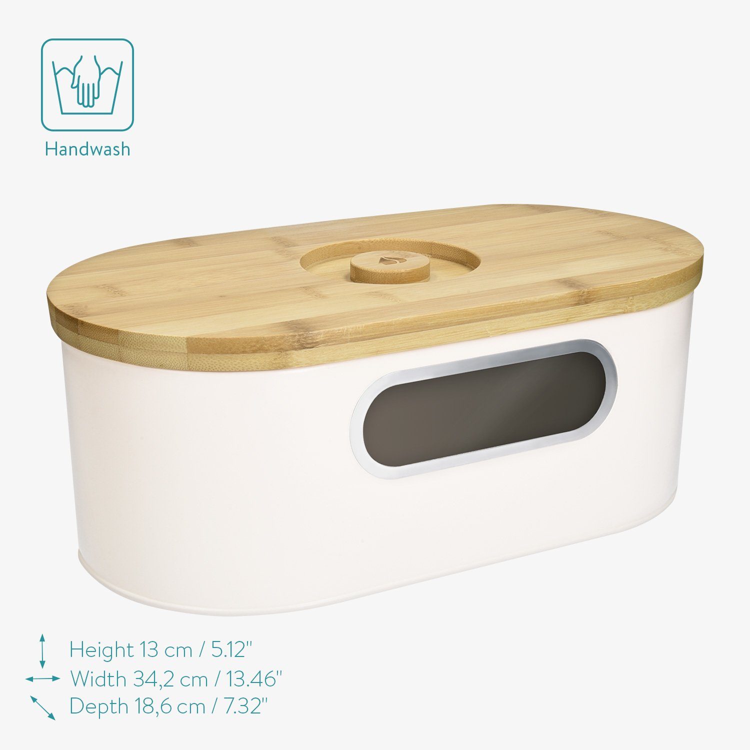 Holzdeckel Brottopf Küche - Bambus Brotkasten Brotbox Navaris Eisen aus oval, mit