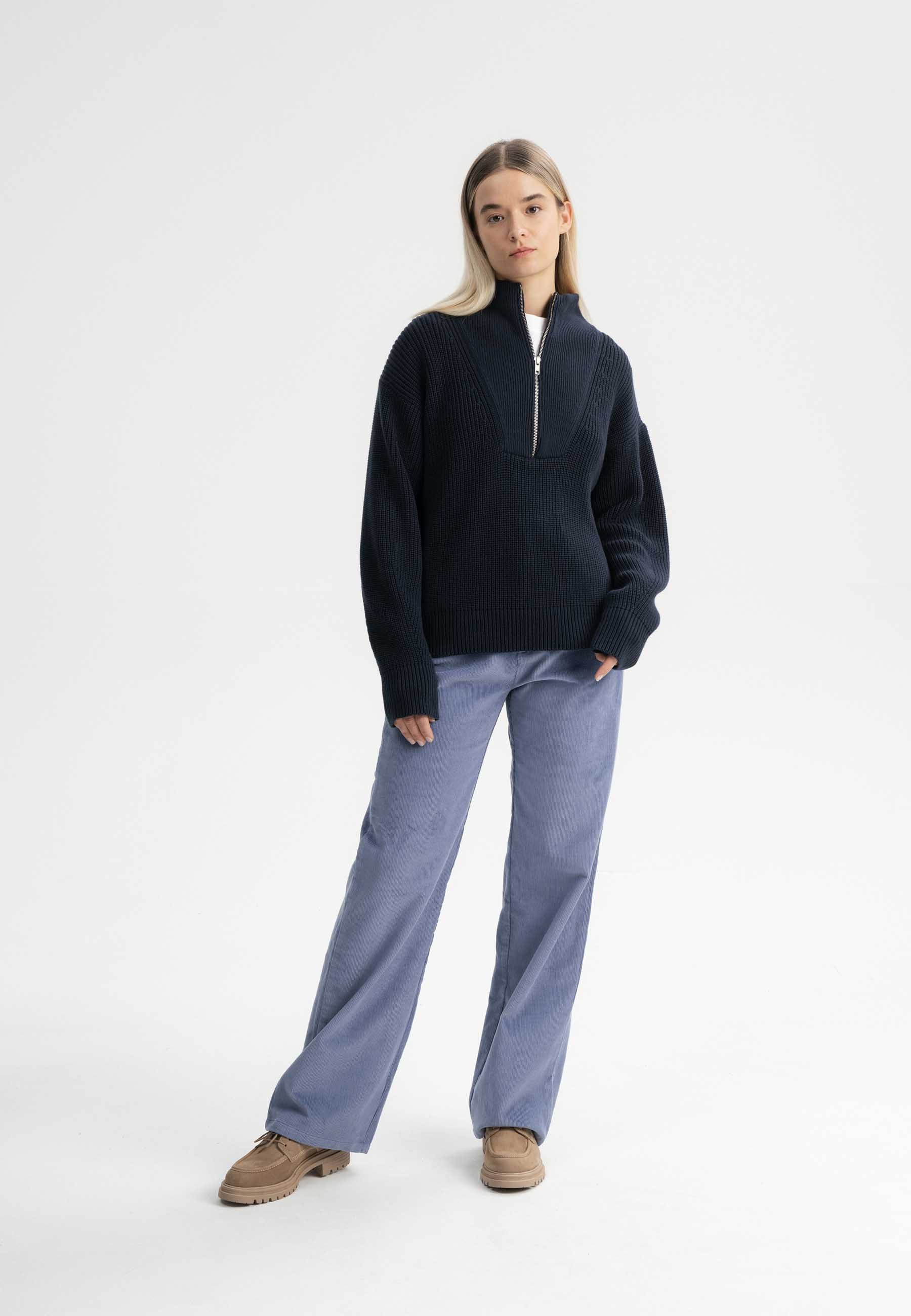 MELA Strickpullover Rippstrick Troyer Style KIMAYA clean