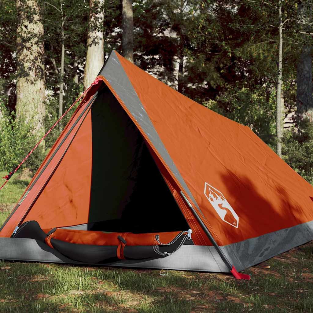 furnicato Faltzelt Campingzelt A-Rahmen 200x120x88/62 cm Grau-Orange, (1 tlg), Wetterfestes Schlafzelt mit E-Anschluss und integrierten Netzwänden