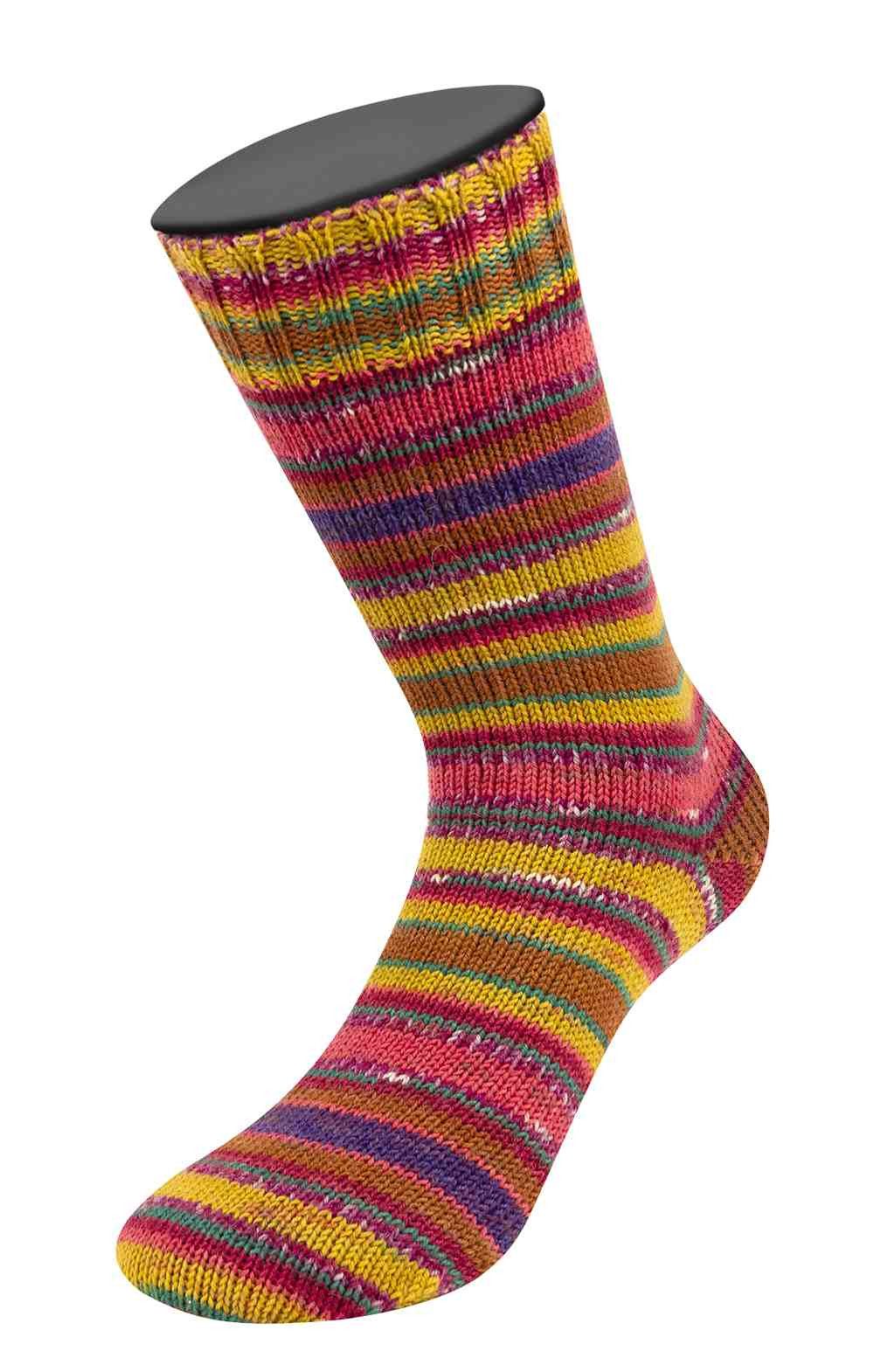 LANA GROSSA MEILENWEIT 6-FACH 150 PRINT/TWEED Häkelwolle, 390 m (150 Gramm), dicke Sockenwolle 6-fädig mehrfarbig