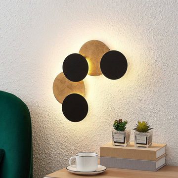 Lindby LED Wandleuchte Grazyna, LED-Leuchtmittel fest verbaut, warmweiß, Modern, Metall, Schwarz, gold, inkl. Leuchtmittel, Wandstrahler