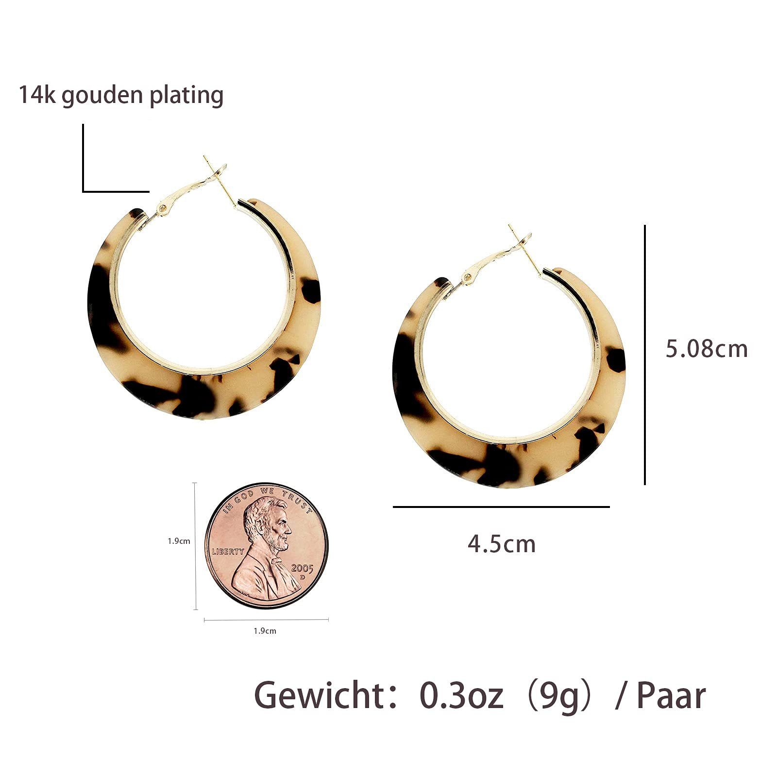 POCHUMIDUU Ohrring-Set Leopard große Vintage für Mädchen Geschenke Acryl-Ohrringe Halbkreis-Creolen runde (2-tlg), Frauen