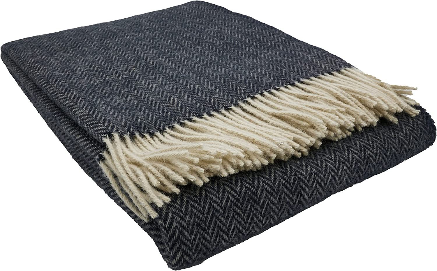 Wolldecke Fair De Luxe Wolldecke 100% Wolle, Plaid/Wohndecke, Dunkelgrau, H günstig online kaufen