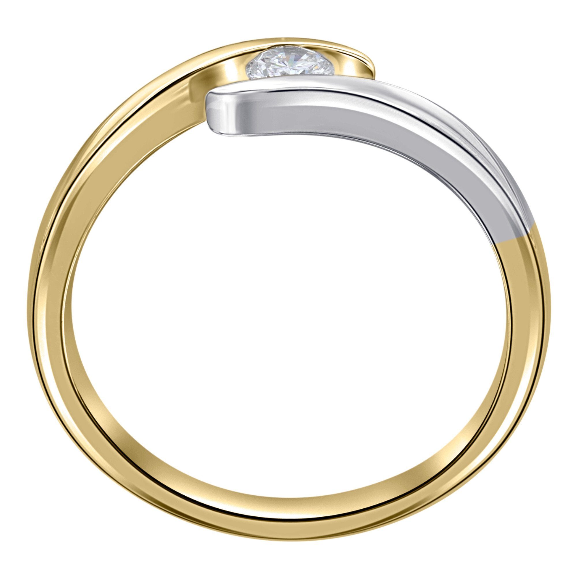 ONE Spannfassung Diamant Diamantring Gelbgold, 0,10 aus Brillant ct Gold 585 ELEMENT Spannfassung Schmuck Damen Ring