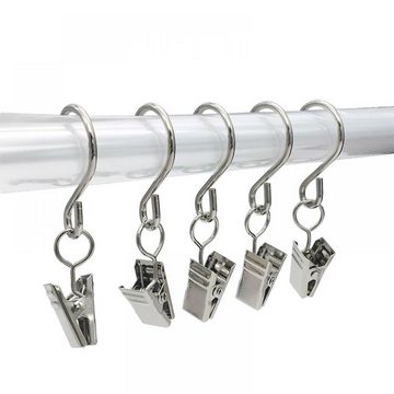 Gardinenhaken 25 Stk. Metallclips mit S Haken Gardinenklammern für Aufhängen- Silber, Lubgitsr, (25-St)