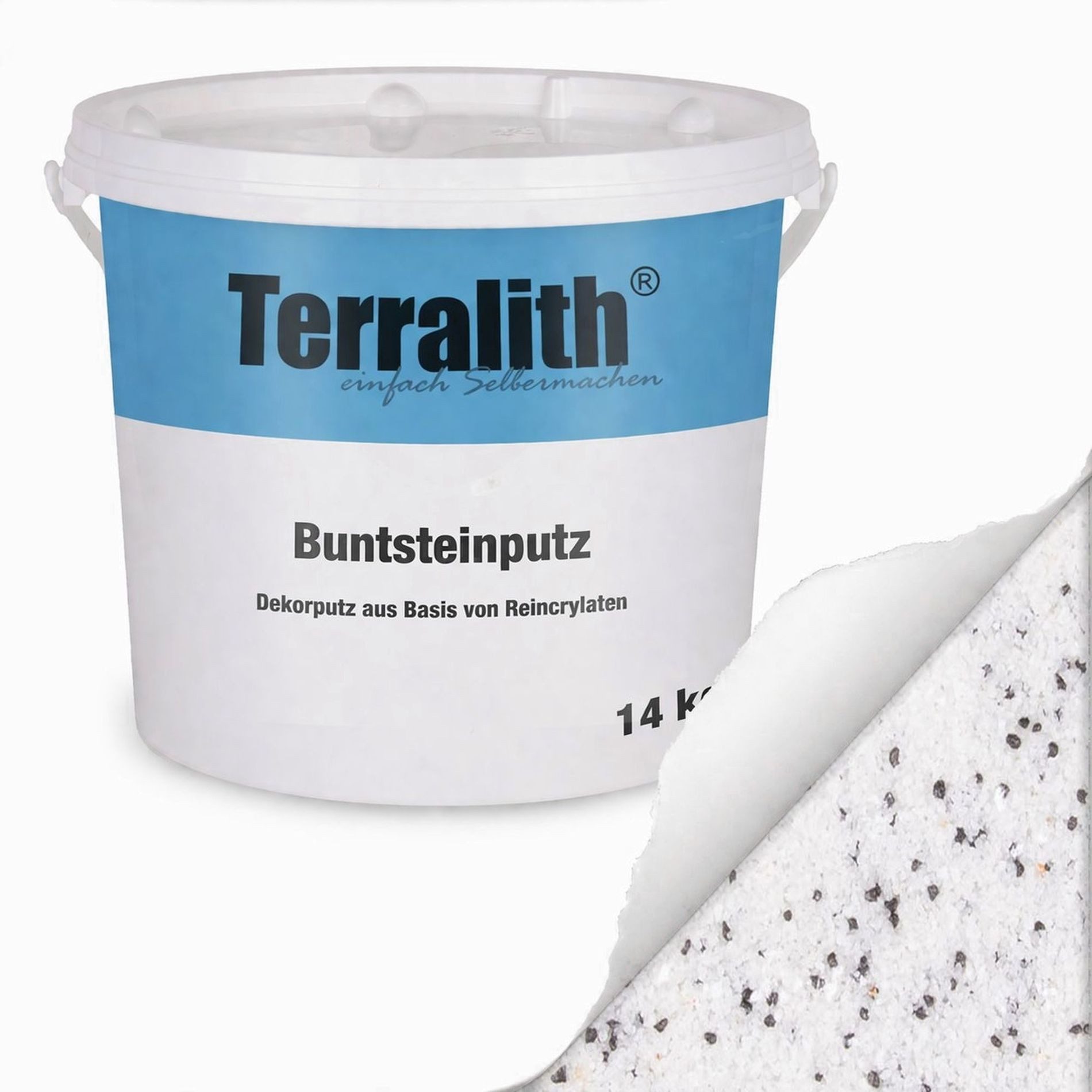 Terralith® Kunstharzputz Buntsteinputz Mosaikputz 1mm -14 kg- BSP1001 (Eimer, Verarbeitungsfertig) Dekorationsputz aus Marmor-Granulat bzw. eingefärbter Körnung