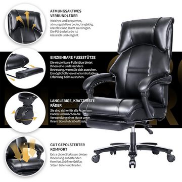 XDeer Bürostuhl Bürostuhl Chefsessel mit Fußstütze hoher Rückenlehne, und gepolsterter Verbindungsarmlehne Drehstuhl Gaming-Stuhl
