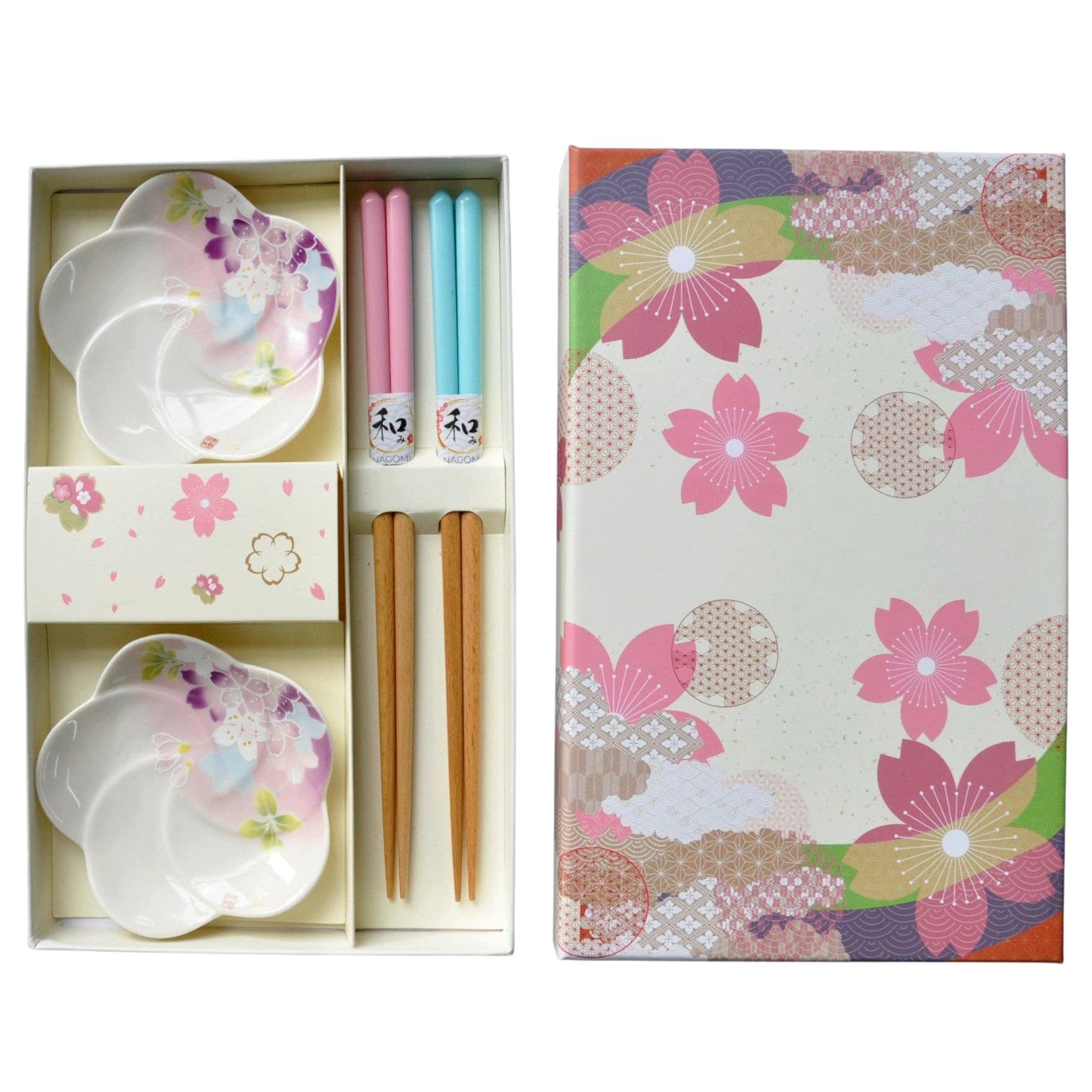 Dark-Desires Essstäbchen Sakura Kirschblüten Geschenkset 2x Schälchen und Essstäbchen