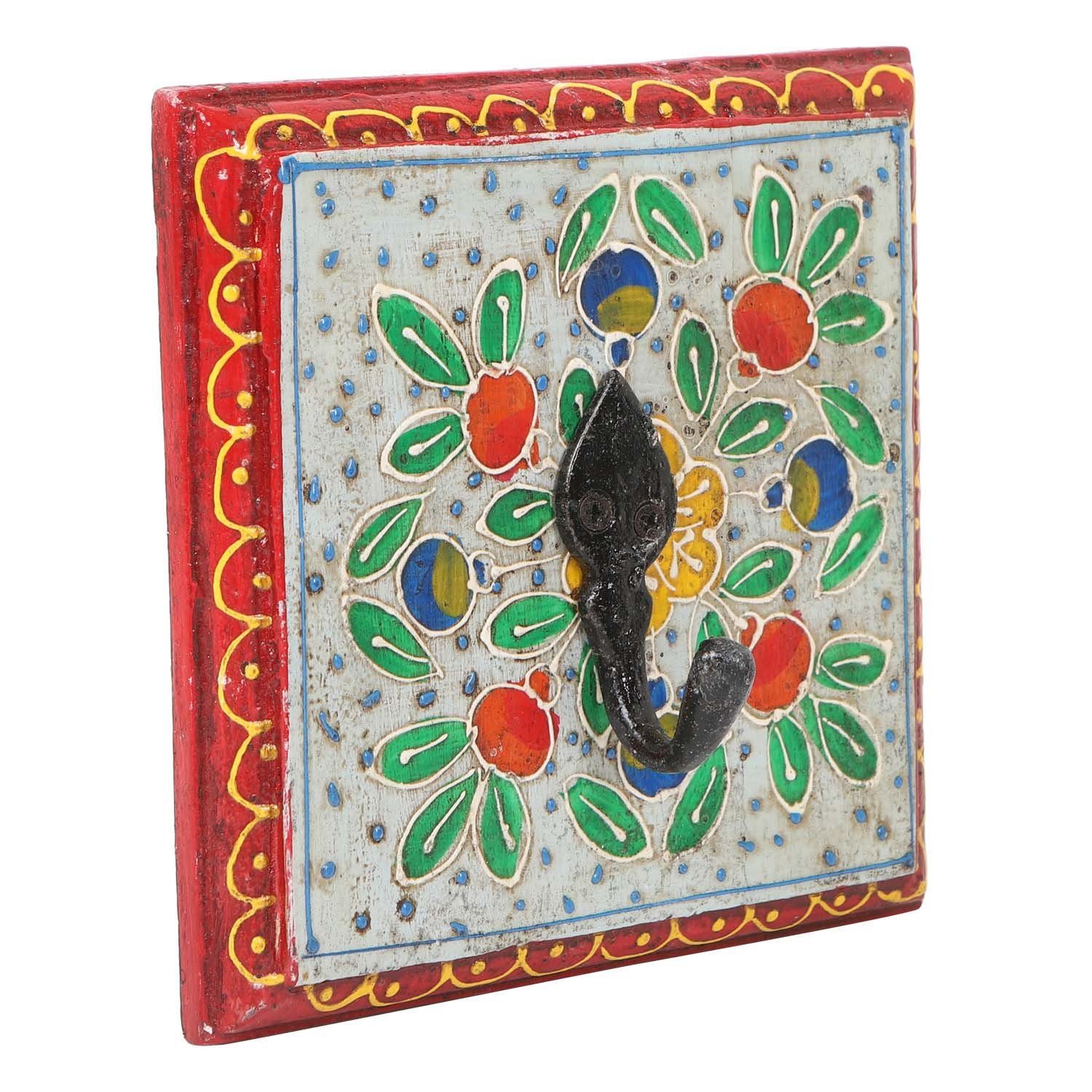 Casa Moro Kleiderhaken Orientalische Kleiderhaken Vimala aus Massivholz, (Vintage Kleiderhakenleiste), handbemalte Hakenleiste handgeschnitzt