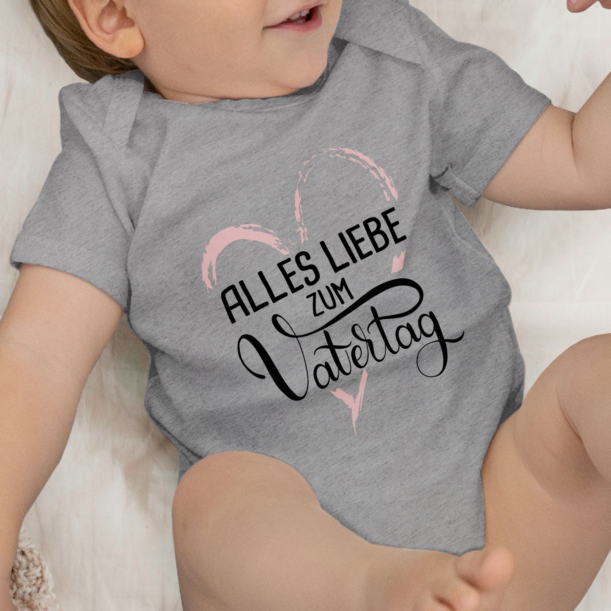 Shirtracer Shirtbody Alles meliert liebe Baby Vatertag - Vatertag zum 1 Geschenk Grau Rosa