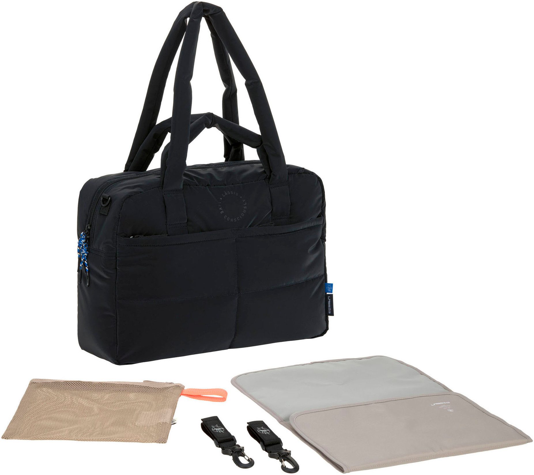 LÄSSIG Wickeltasche Green Label, Everyday Bag black, für Kinderwagen oder Buggy