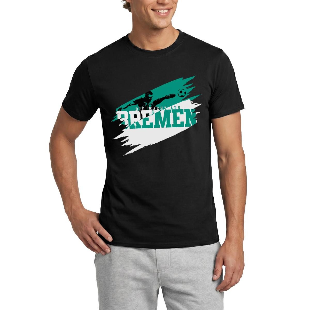 Spreadshirt T-Shirt Die Macht Aus Bremen Grün-Weiß Fußball Fan Männer T-Shirt (1-tlg)