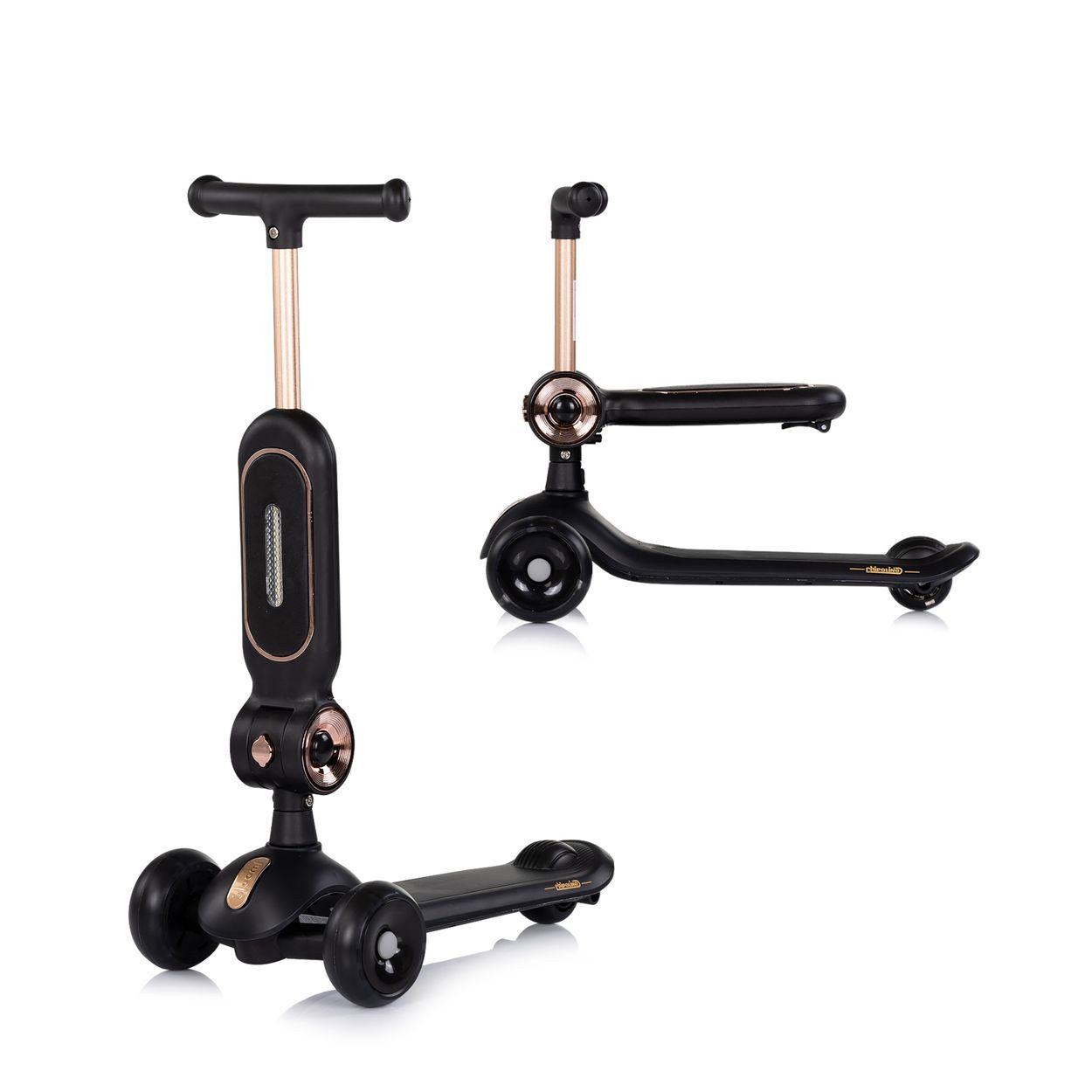 Chipolino Cityroller Kinderroller Bloomi 2 in 1, Laufrad Sitz PU-Räder Lichteffekte Bremse