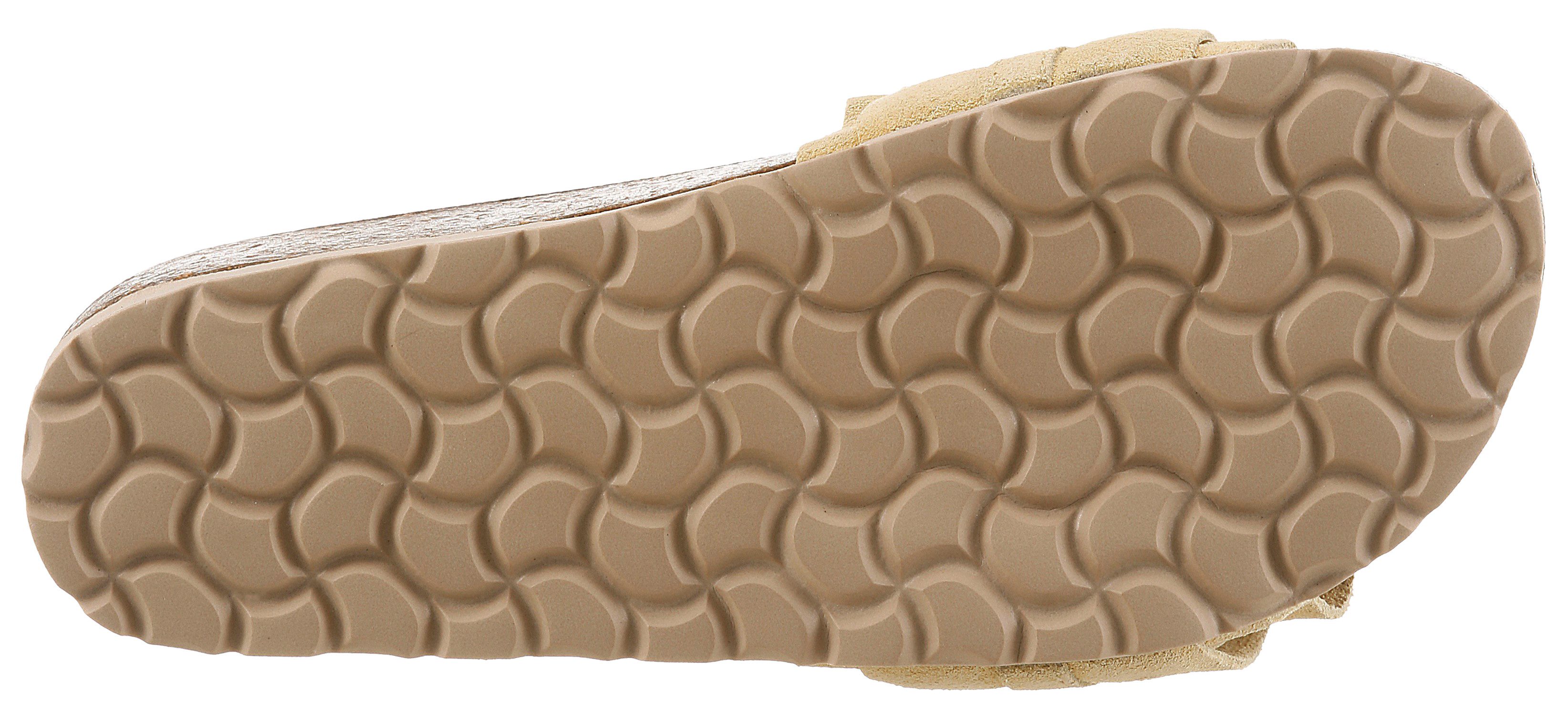 VERBENAS Rocio Roda Pantolette Sommerschuh, Flat mit geschwungenen Laschenstoff