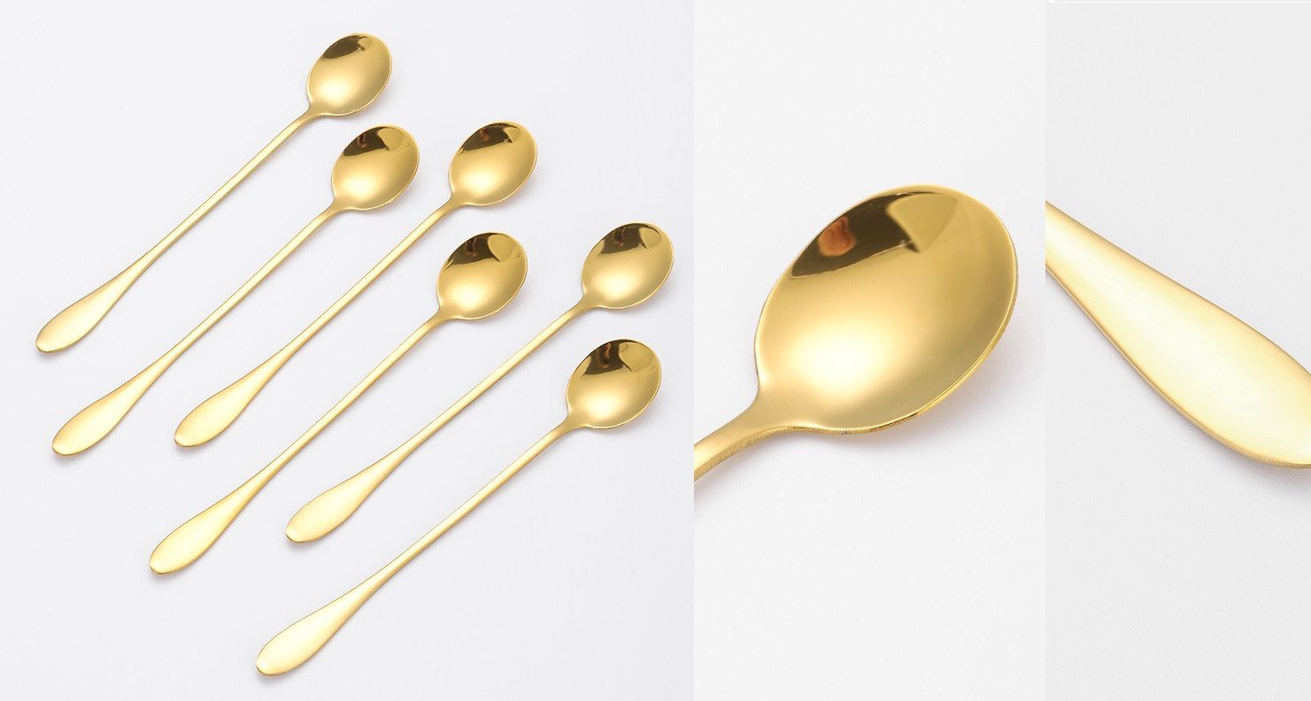 Cheffinger Besteck-Set 6er Set Latte Macchiato Cocktaillöffel Longdrinklöffel Löffel L 20cm