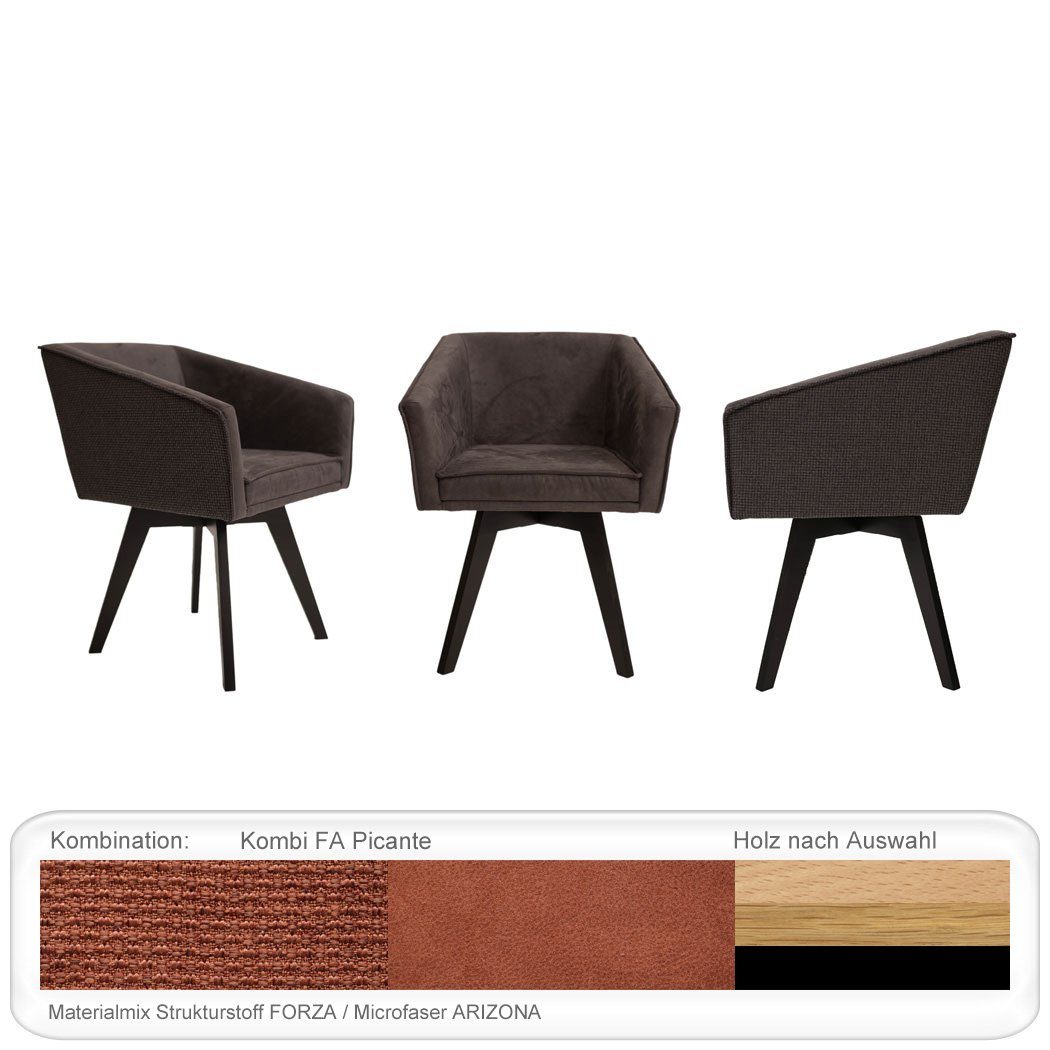 expendio Esszimmersessel Tonia 1, Buche natur lackiert, Kombi FA Picante aus Massivholz mit Drehgestell | Sessel