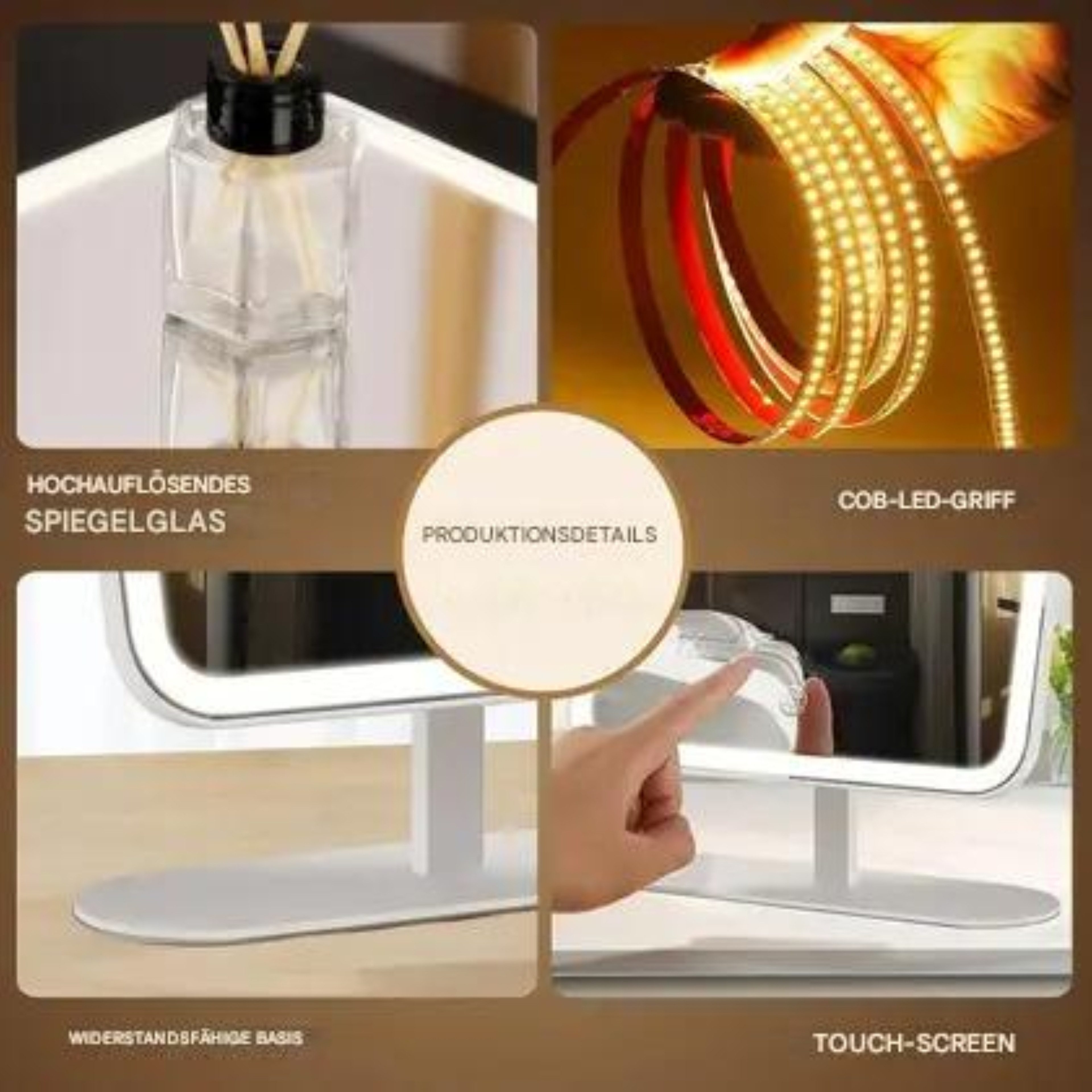 LA CUTE Schminkspiegel LED-Kosmetikspiegel 5X Vergrößerung Touch USB-C dimm günstig online kaufen