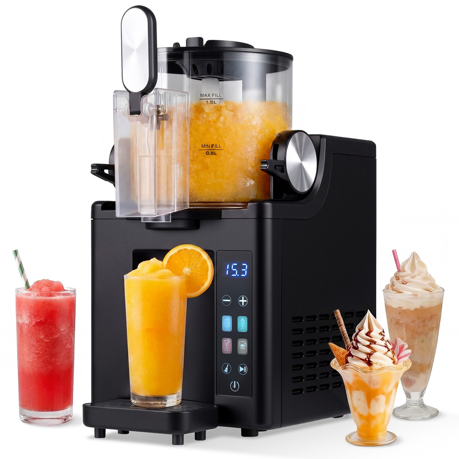 COSTWAY Slush-Eismaschine, 1.5 l, 220 W, mit LED Touch Steuerung & 4 Modi
