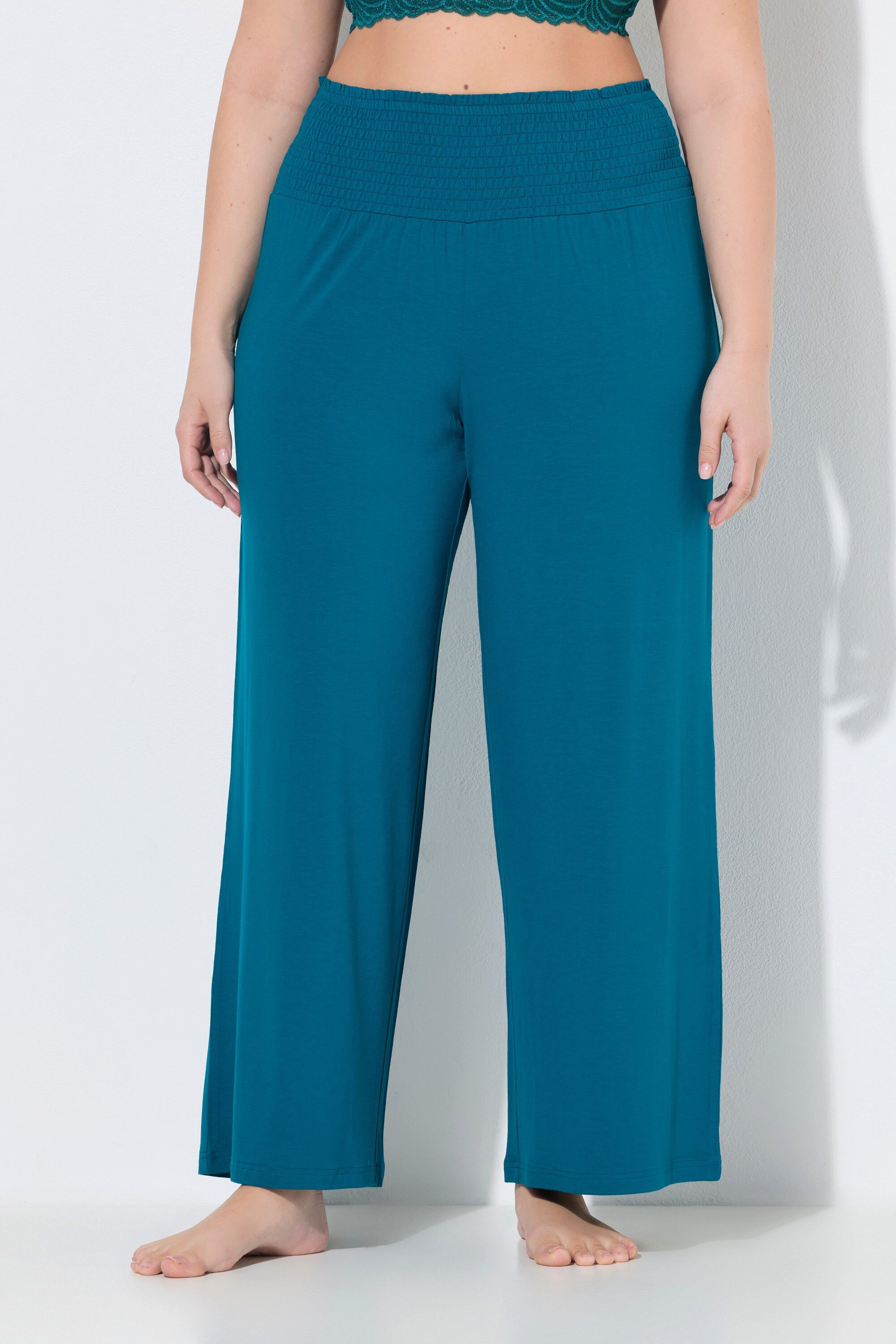 Ulla Popken Schlupfhose Marlenehose weites Bein Jersey breiter Elastikbund