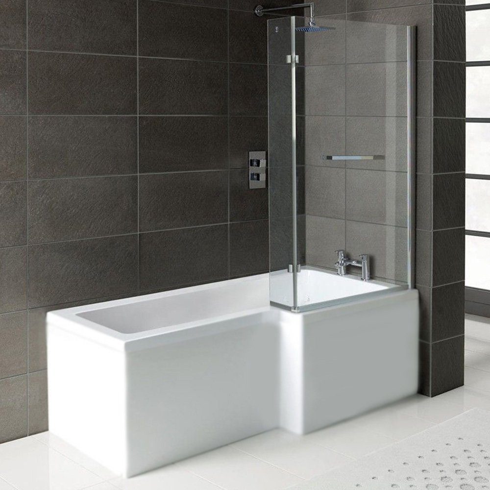 HAK Badewanne Raumsparbadewanne Syna, +Wannenträger+Duschkabine, 167,5x85/70cm