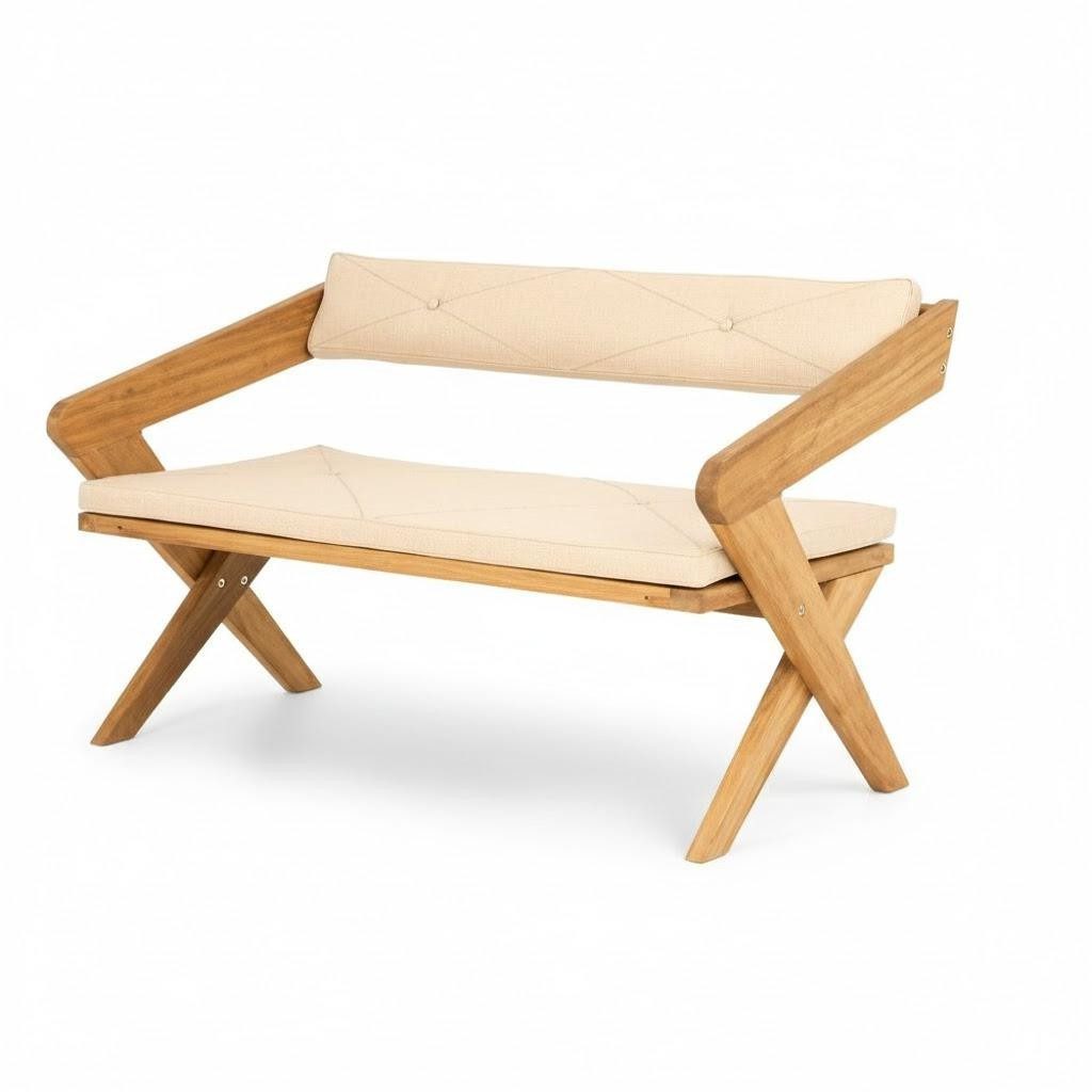 Xlmoebel Gartenbank Moderne Holzbank in Weiß für Terrasse und Garten, Made in Europa