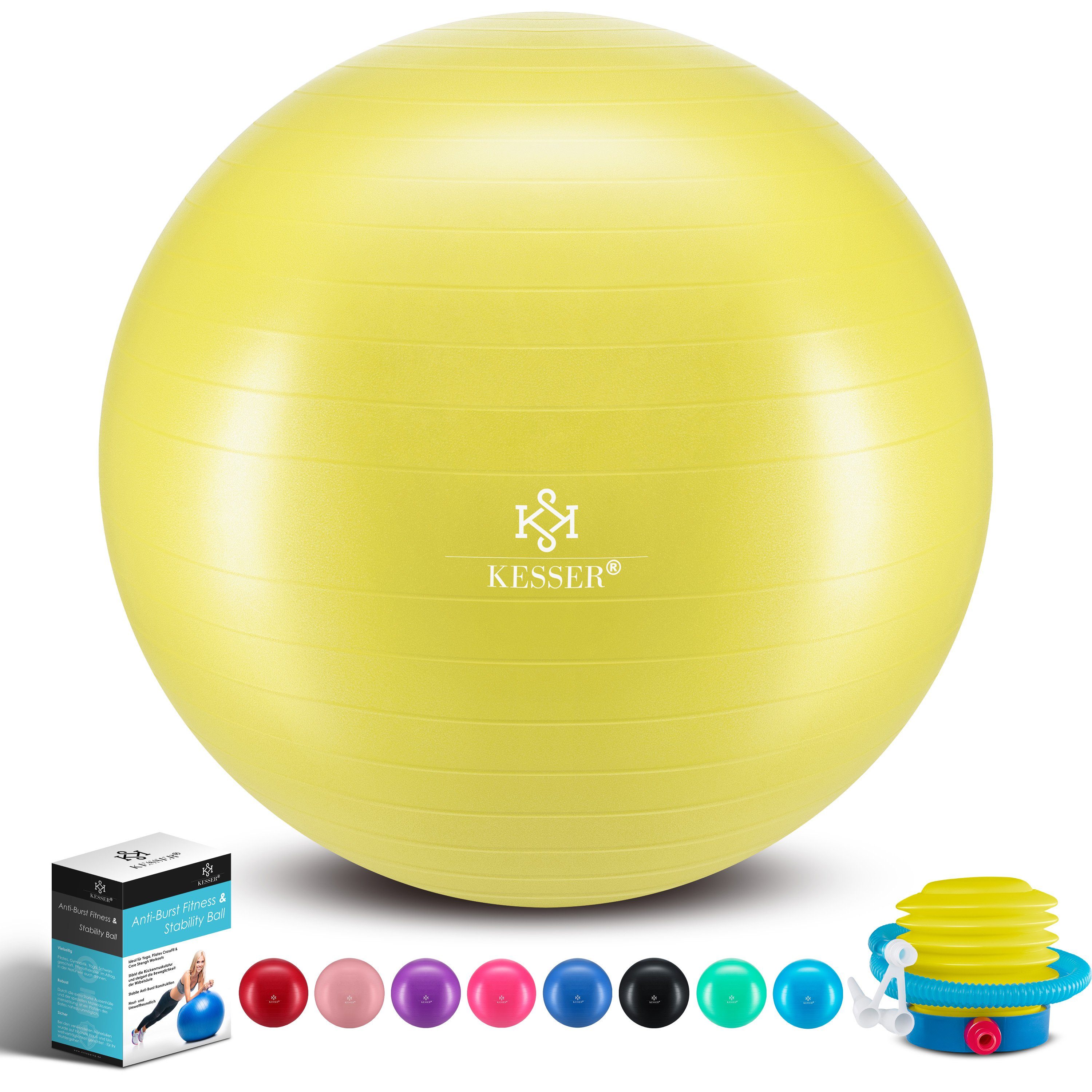 KESSER Gymnastikball, Gymnastikball mit Luftpumpe Pumpe Dicker Yogaball  BPA-Frei