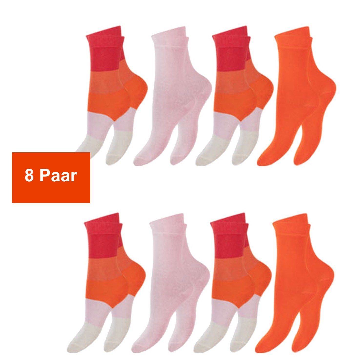 Cocain underwear Socken Damen Socken atmungsaktiv hoher Tragekomfort (8-Paar) Vorteilspack Pack 4