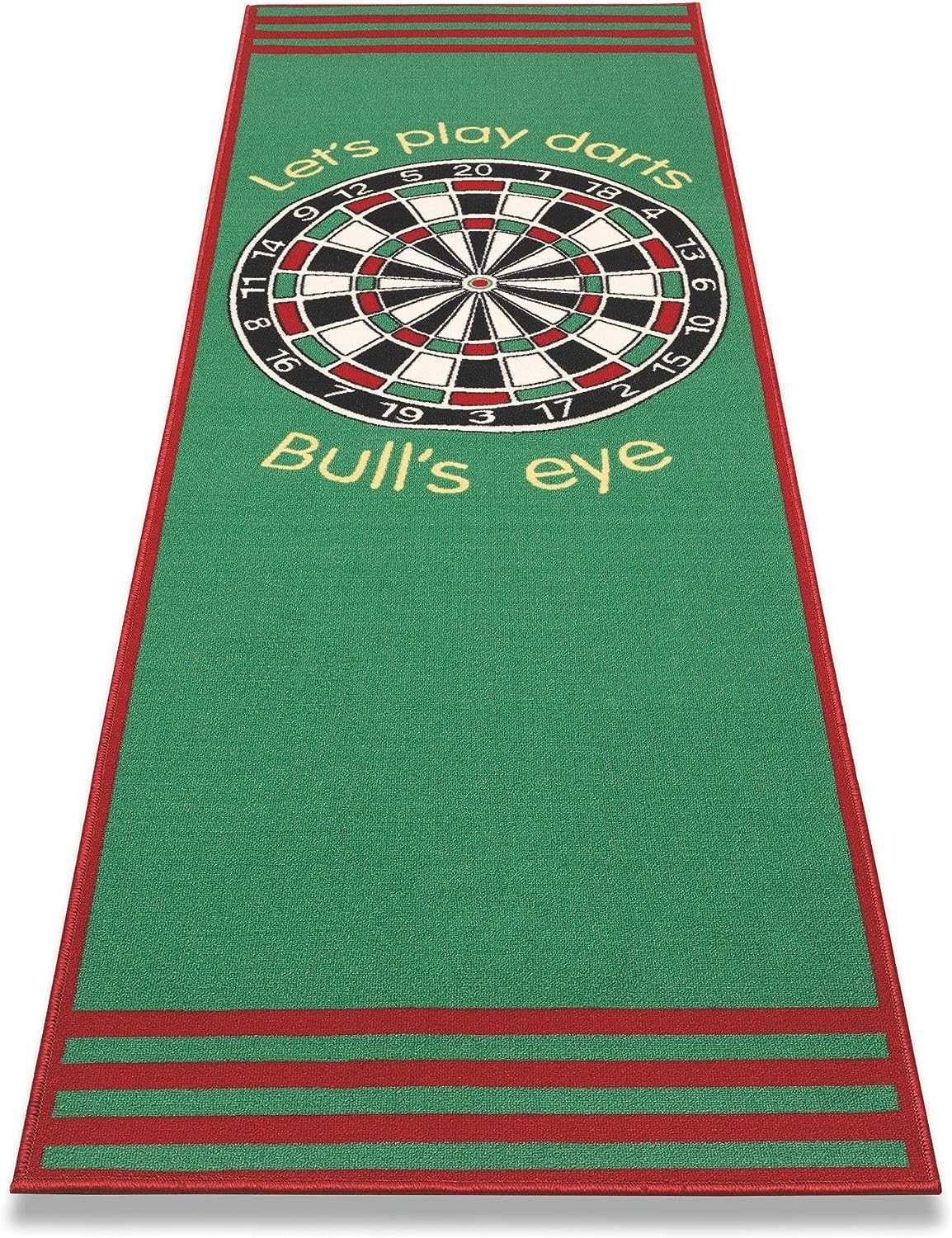 BigDean mit Dartmatte rutschfest Spielabstand Bulls-Eye offiziellem 79x237cm Dartteppich