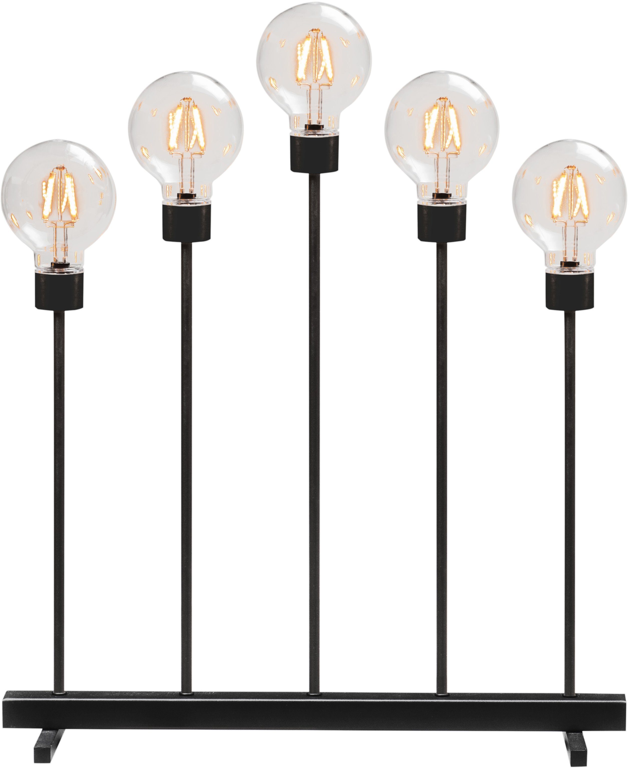 KONSTSMIDE LED fest bernsteinfb. LED 10 schwarz, LED Globes, runde Weihnachtsdeko, 5 Fensterleuchter Dioden integriert, Metallleuchter