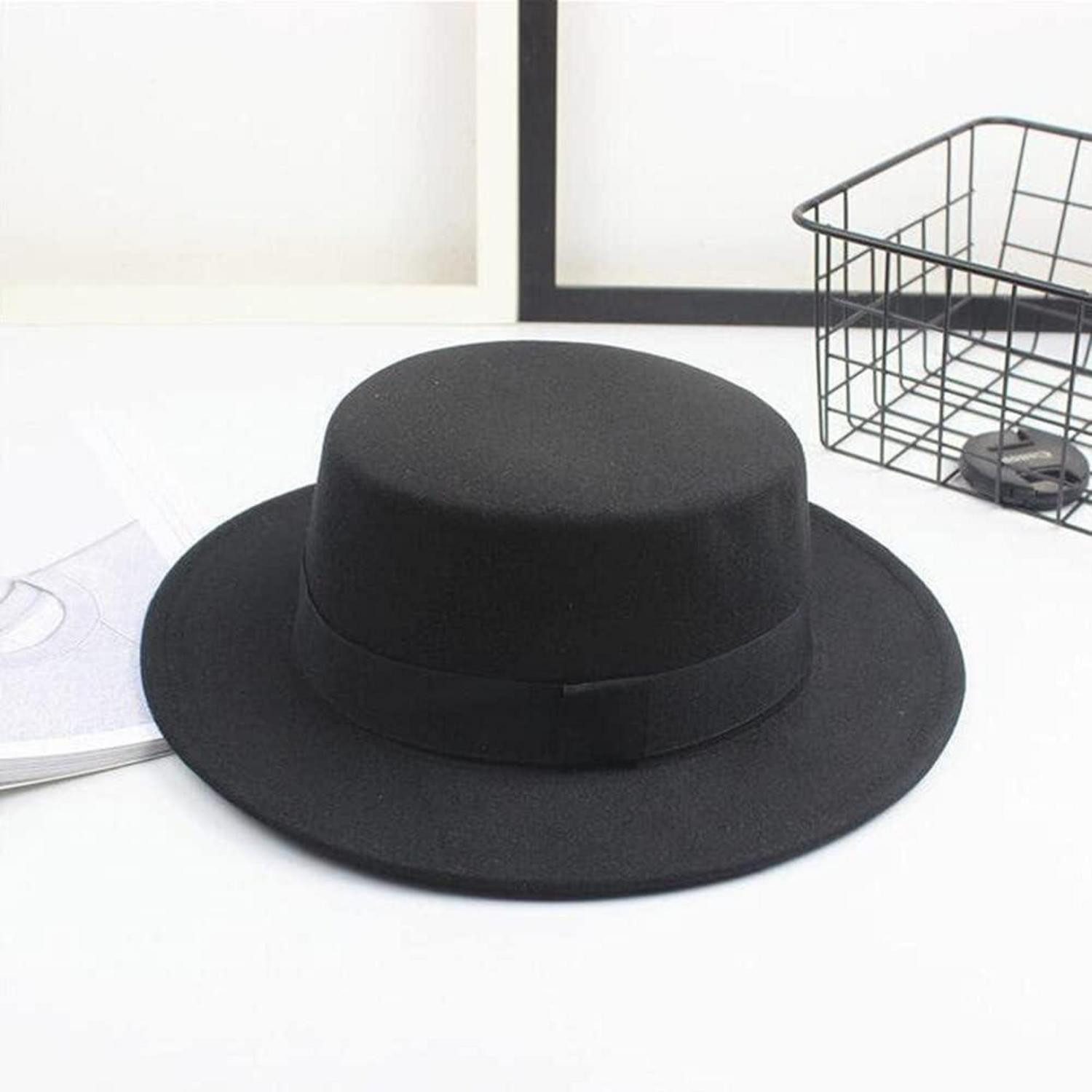 LuxusKollektion Fedora Fedora Hut Wollmischung breite Krempe Schwarz Einheitsgröße