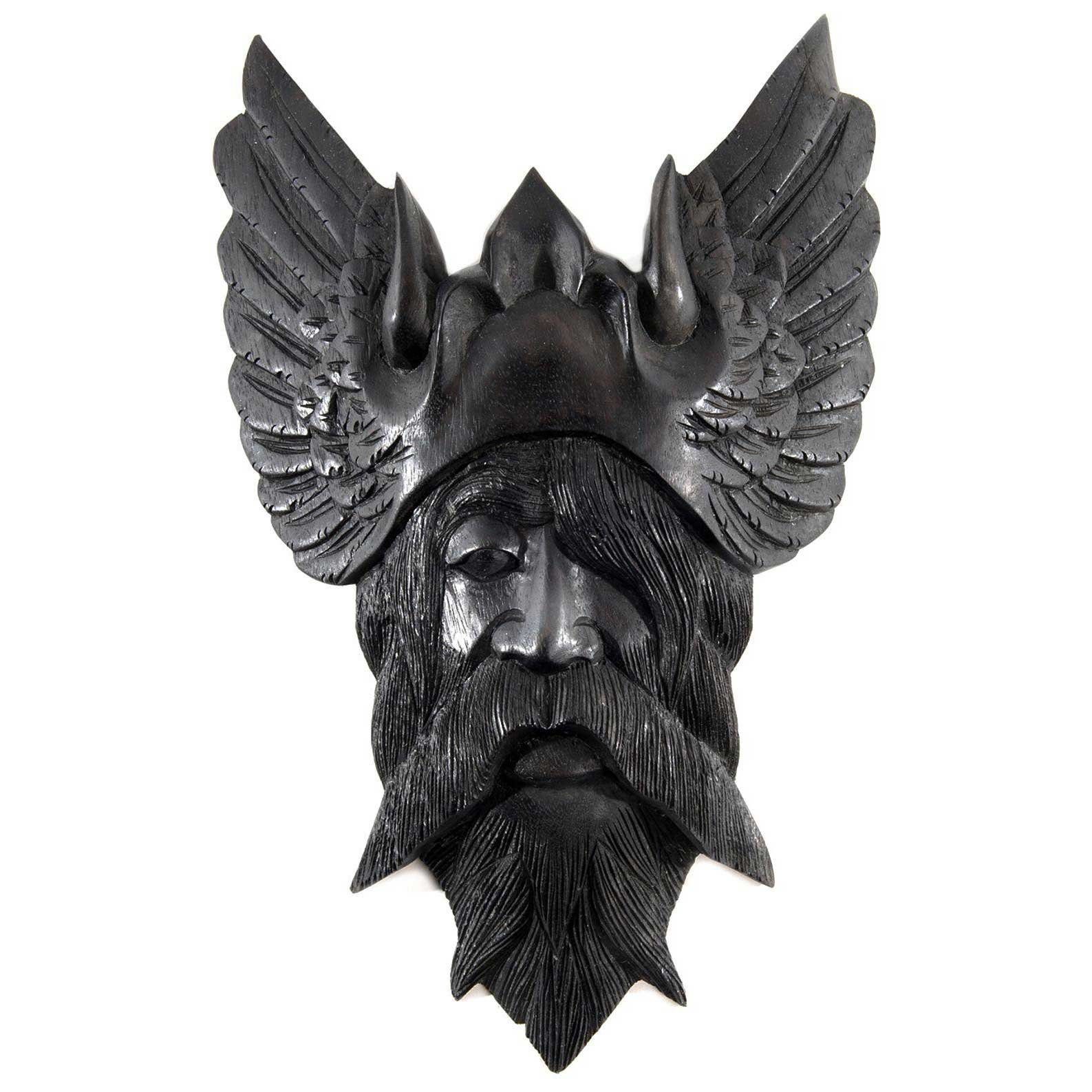 HOPLO Wanddekoobjekt Wandschmuck Odin Wandbild Holz Wikinger Gott Viking Wotan geschnitztes