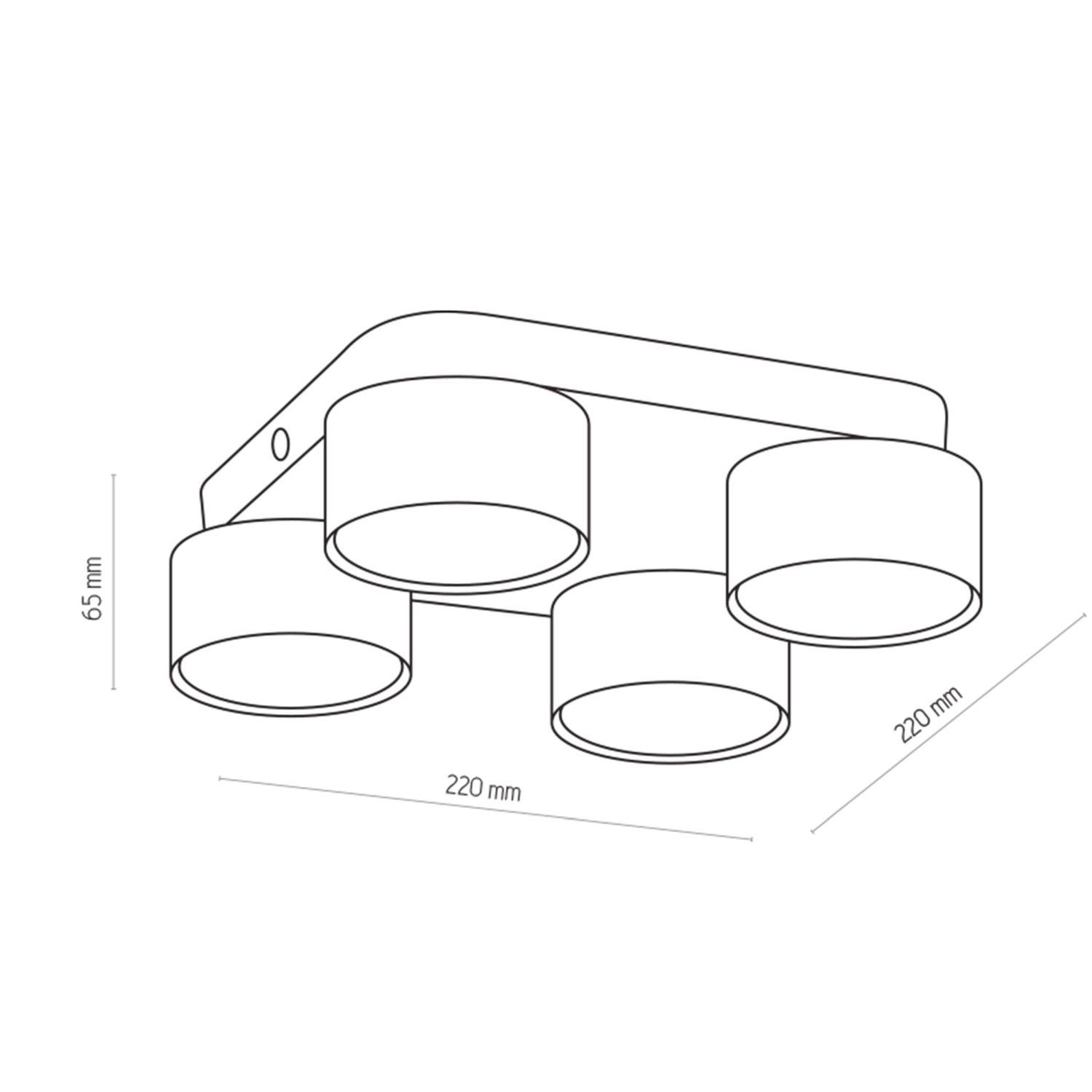 H: Wohnzimmer Leuchtmittel, Metall cm VYCTER, 22 4x Deckenleuchte 6,5 cm Licht-Erlebnisse flach ohne GX53 eckig Weiß Flur B: