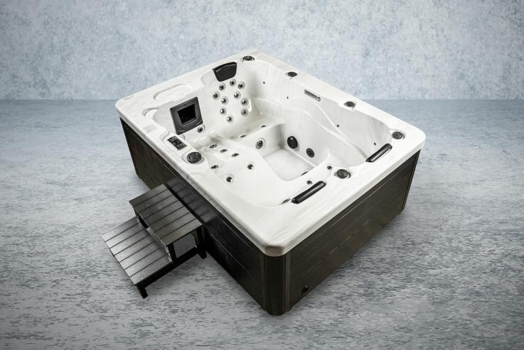 PureHaven Whirlpool 210x160 cm – 3 Personen, Massage & Lichttherapie, Aufstellbecken