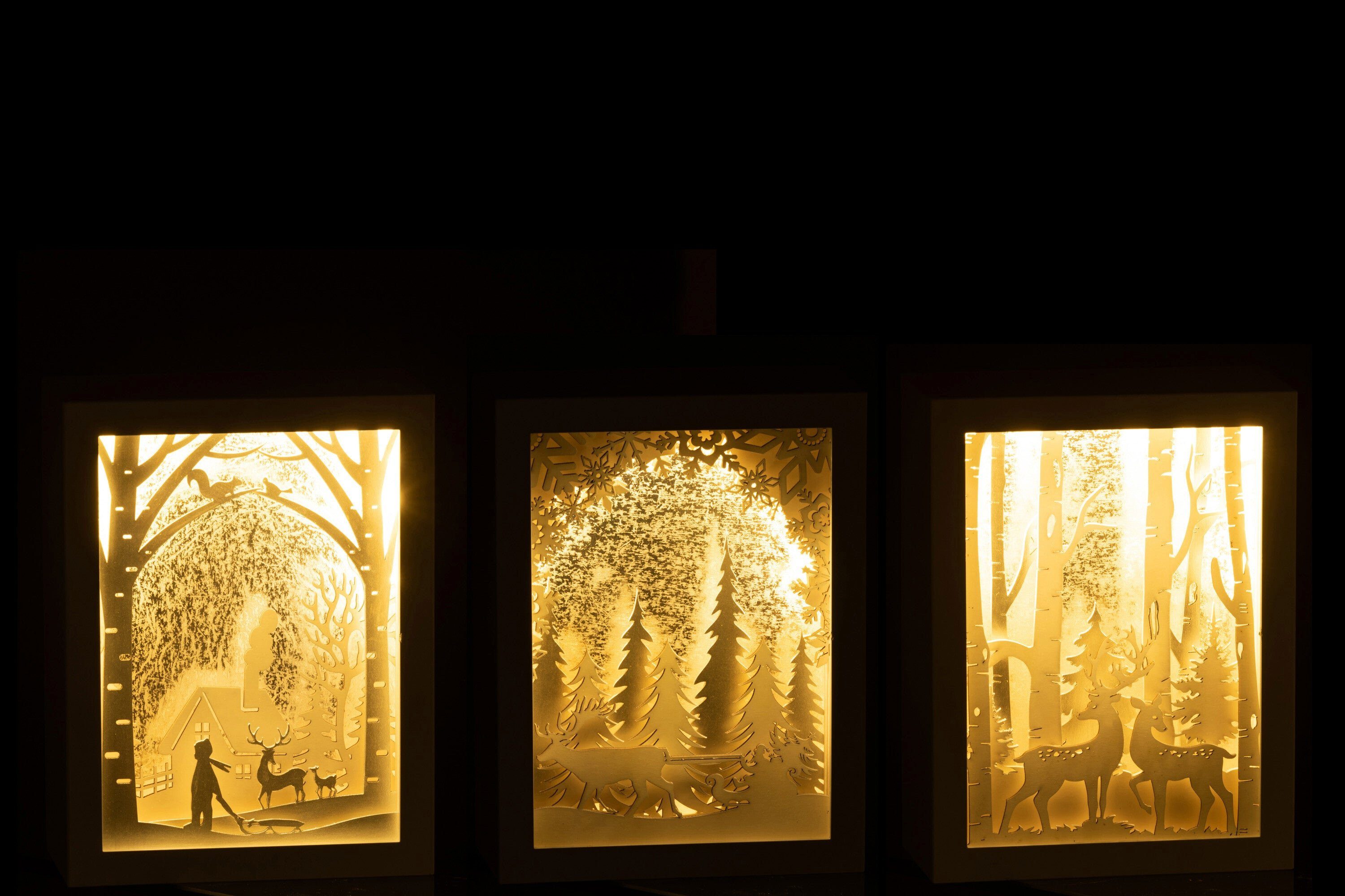 GILDE Dekoobjekt Magische Wintermomente Elegantem LED-Winterrahmen Set in 3er 3D Silber