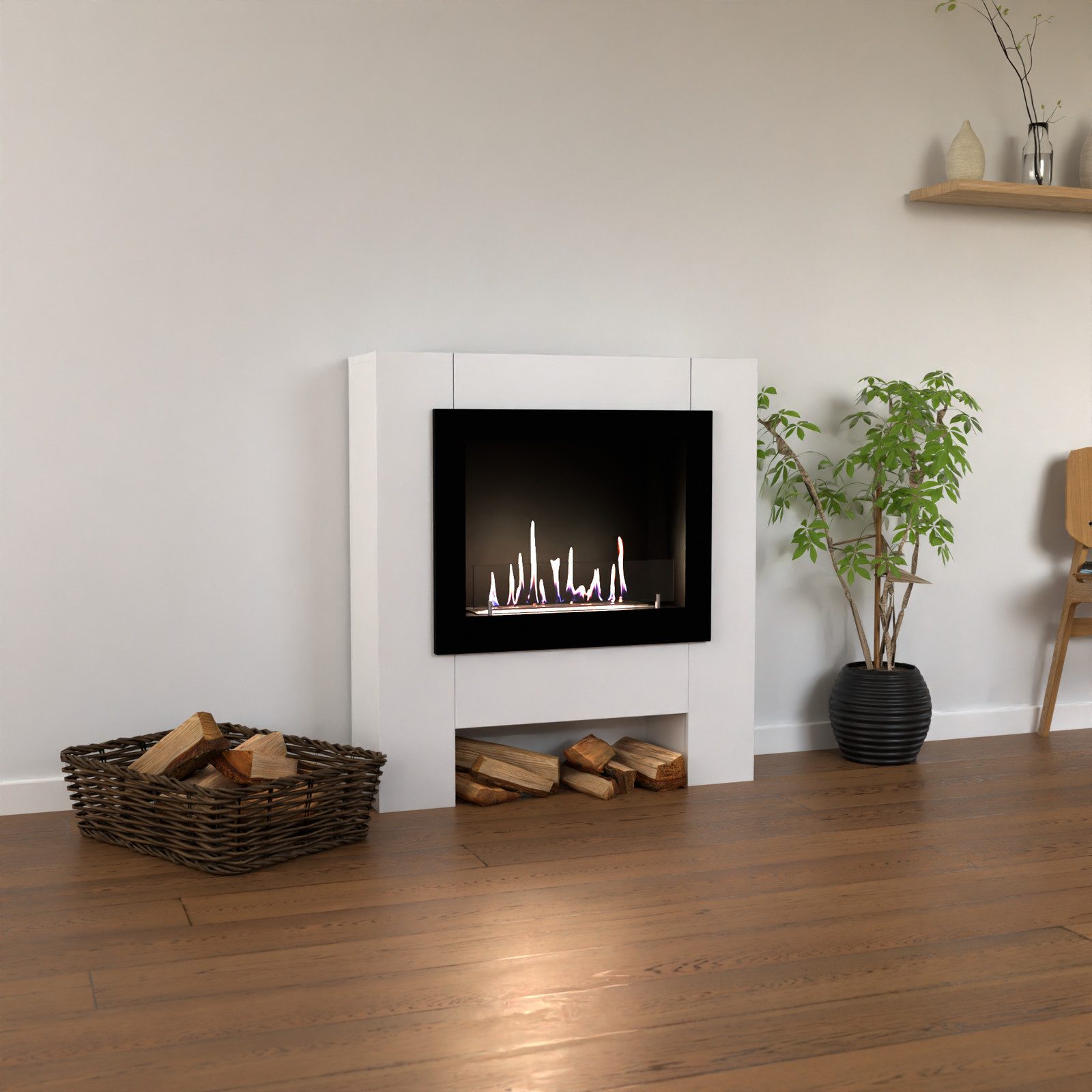 GLOW FIRE Echtfeuer-Dekokamin Harstad RW Ethanol Kamin, Bioethanol Kamin mit 3h Brenndauer, Heizleistung bis 2 kw