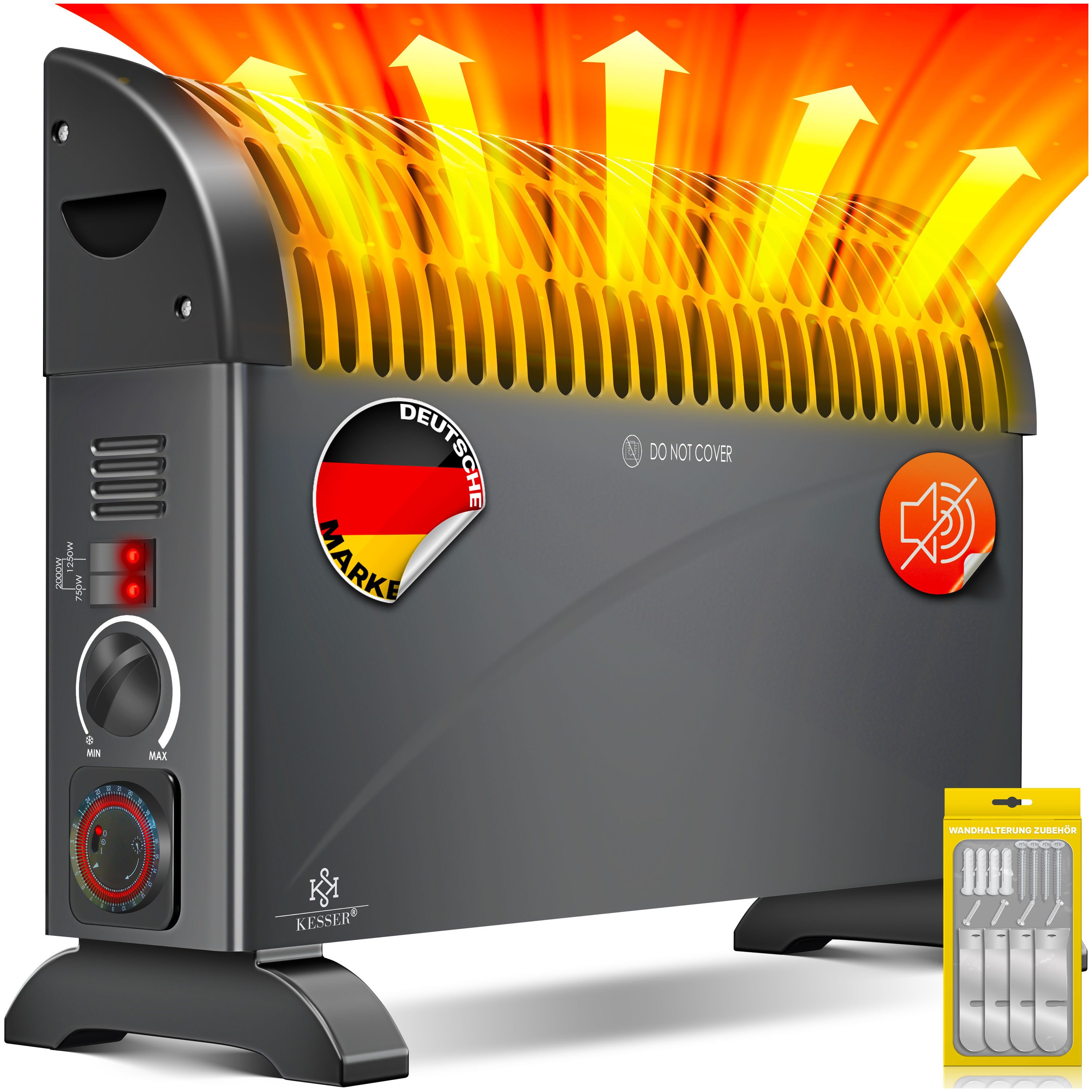 KESSER Konvektor, 2000 W, Konvektor 2000 Watt Heizgerät 24h Timer stufenlos günstig online kaufen