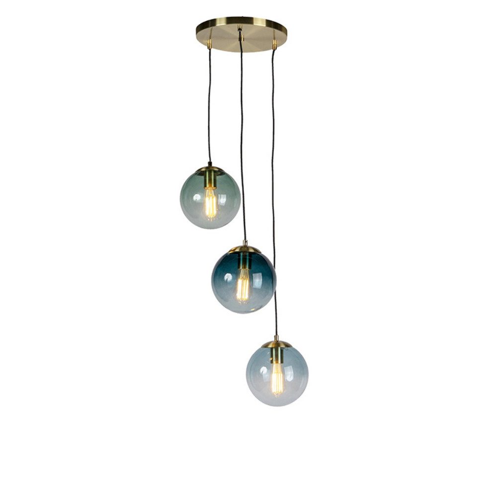 Qazqa Pendelleuchte Pallon, Dimmbar, LED wechselbar, Warmweiß, QAZQA Hängeleuchte, e27, Naturel, Glas, Art Deco