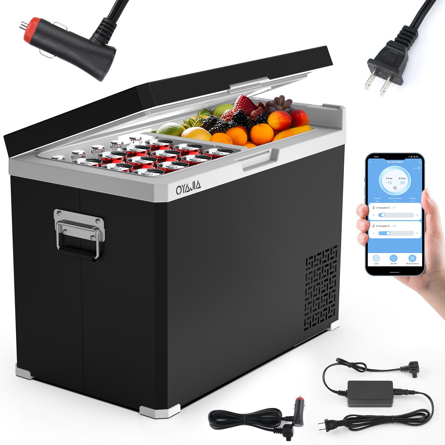 Kühlbox Kompressor Kühlbox 50L, APP-Steuerung und Großem Display, 12V/24V