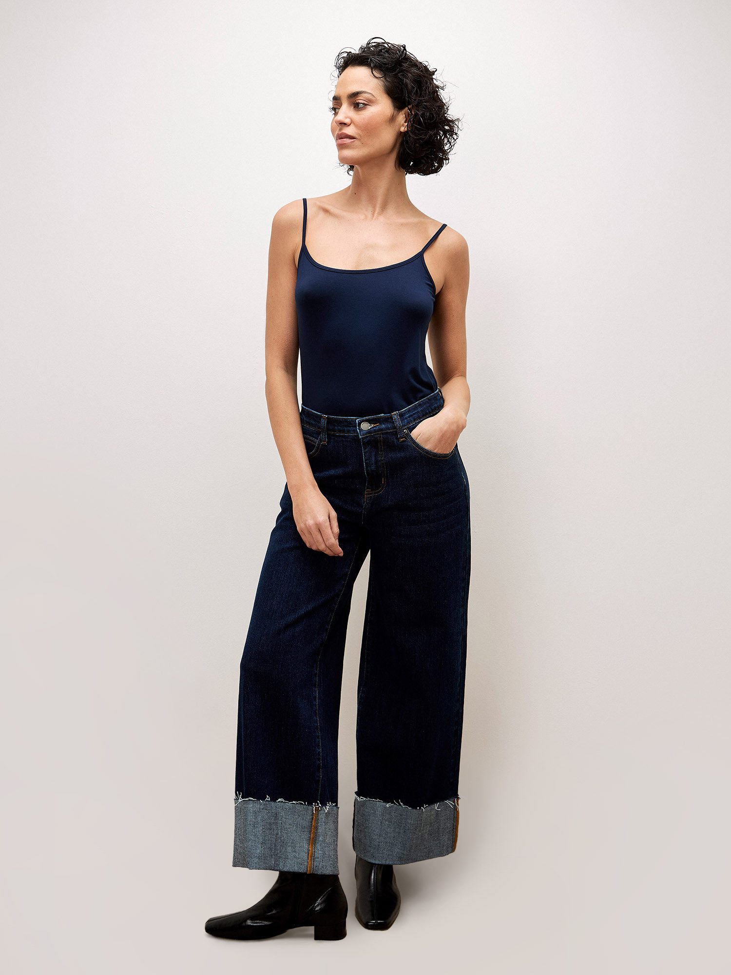 Apricot Weite Jeans Mid waist Jeans mit breitem Umschlag