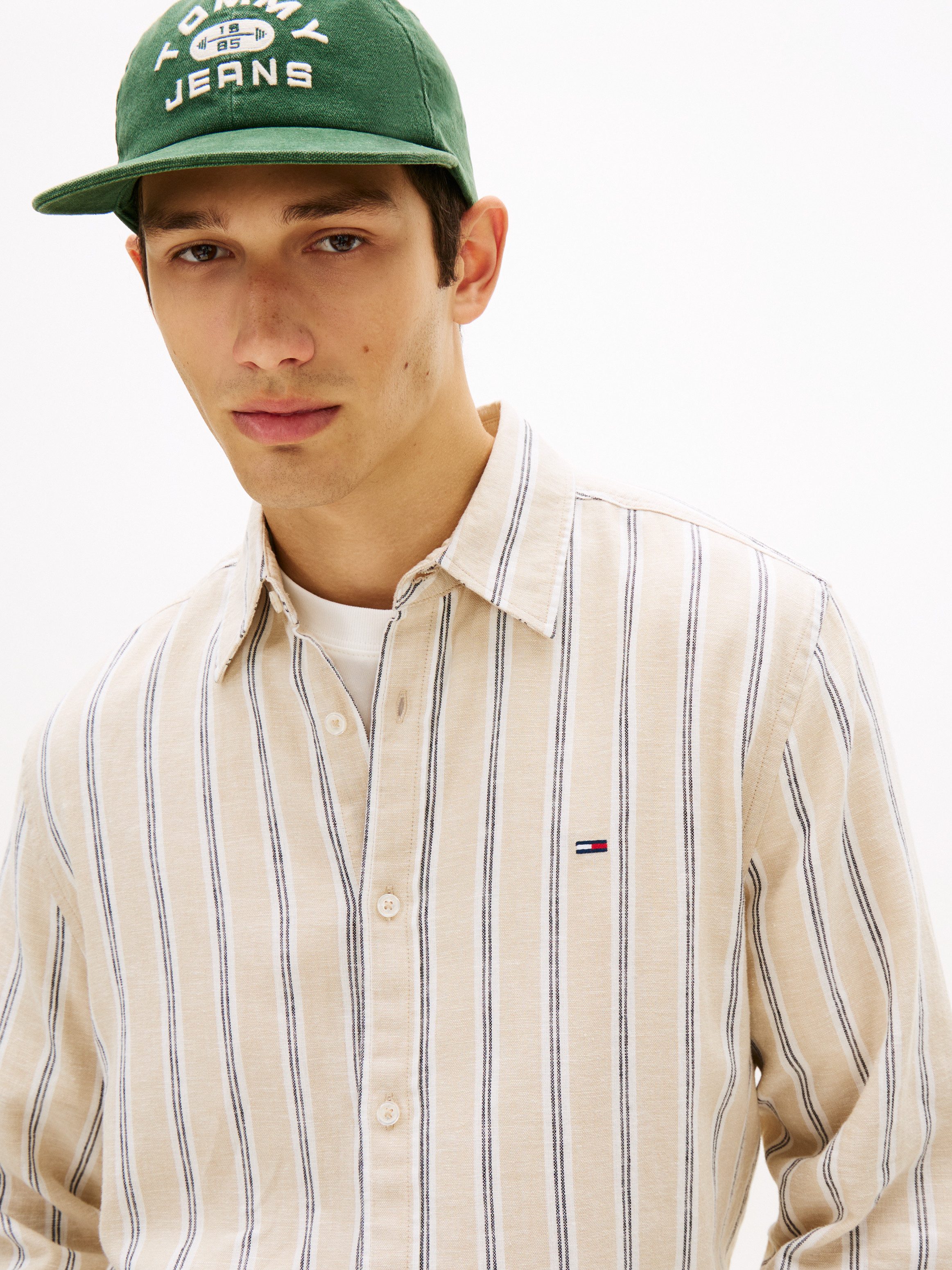 Tommy Jeans Langarmhemd REGULAR LINEN MIX STRIPES Regular fit mit Streifenmuster