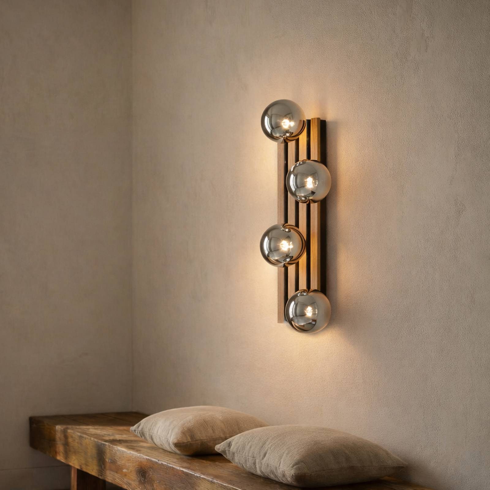 Lindby Wandleuchte Woodora, Holz IP20, 4 x 8 W LED
