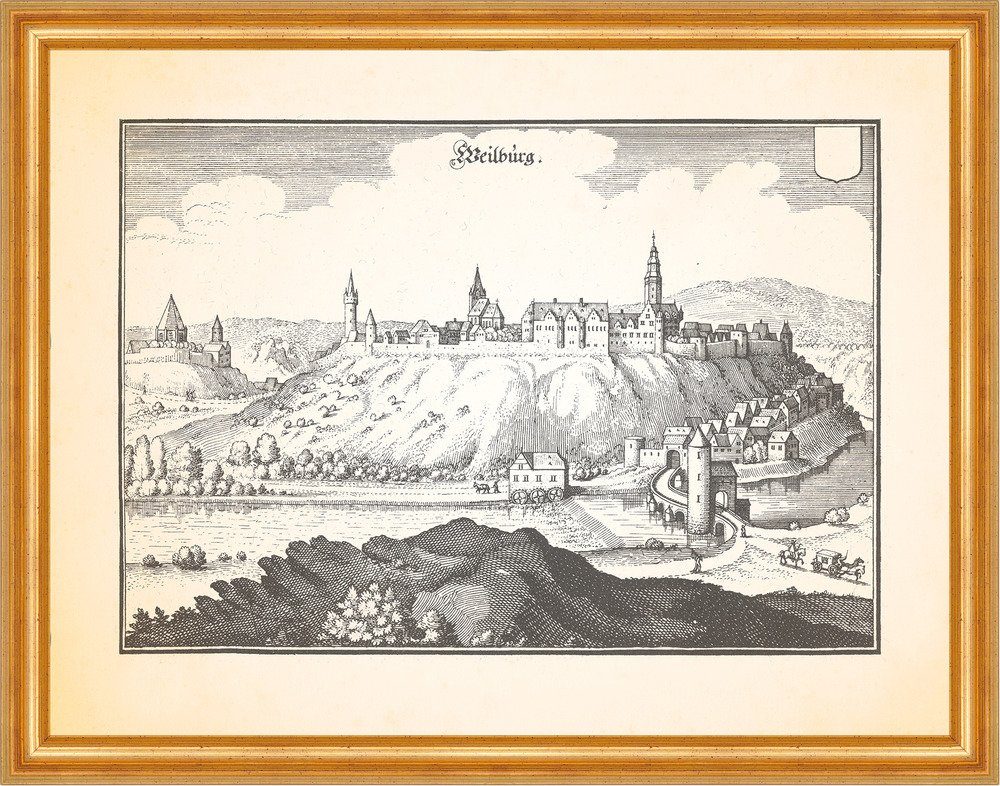 Kunstdruck Weilburg Residenzstadt Schloß zu Weilburg Bergbaumuseum Merian 0077 Ge